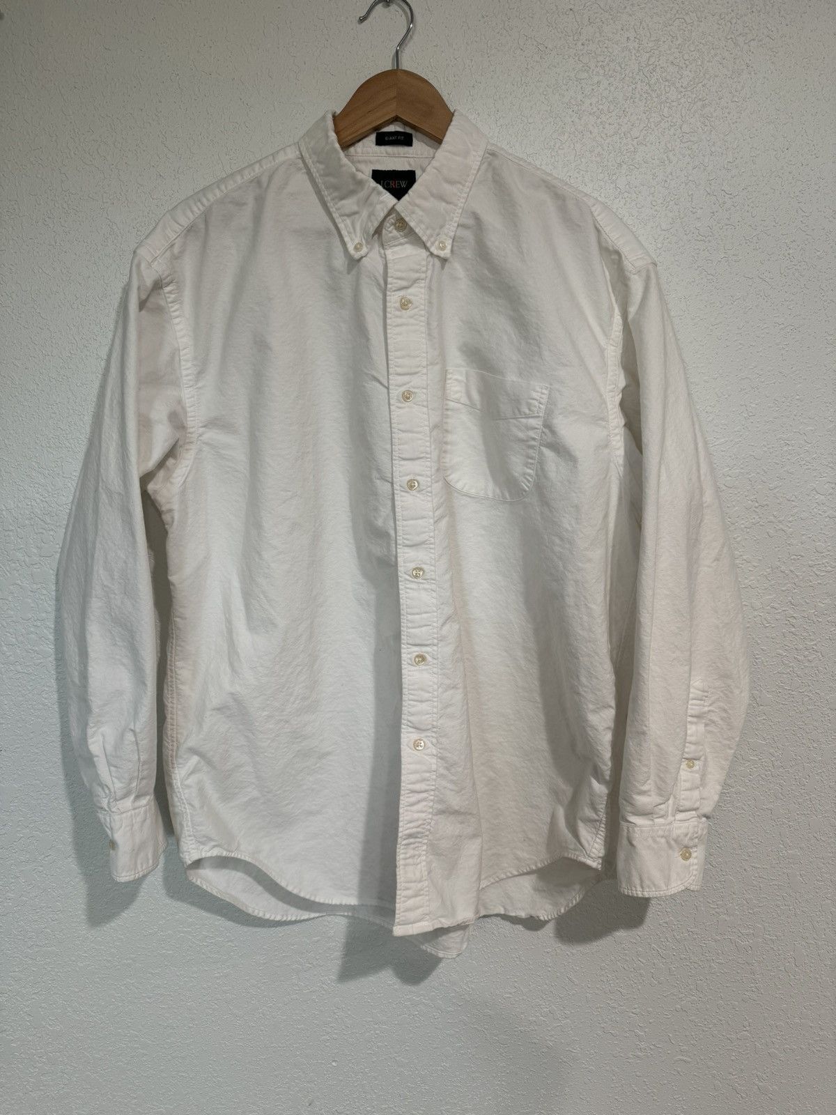 Giant Fit Oxford Button Up Shirt / White / M / Oarsman Logo