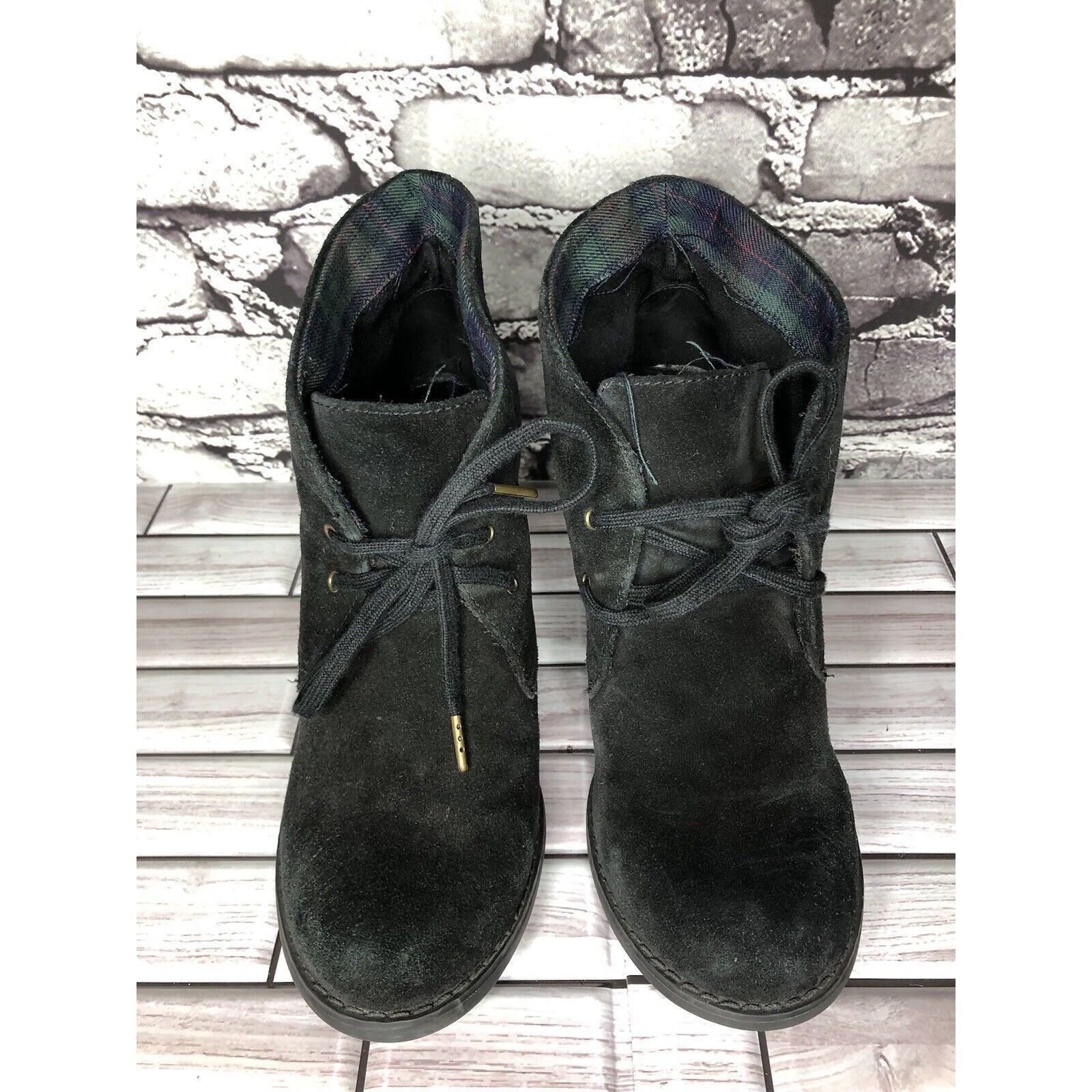 Clarks Indigo Clarks Black Suede Leather Ankle Stacked Heel Booties Size US 8 / IT 38 - 2 Thumbnail