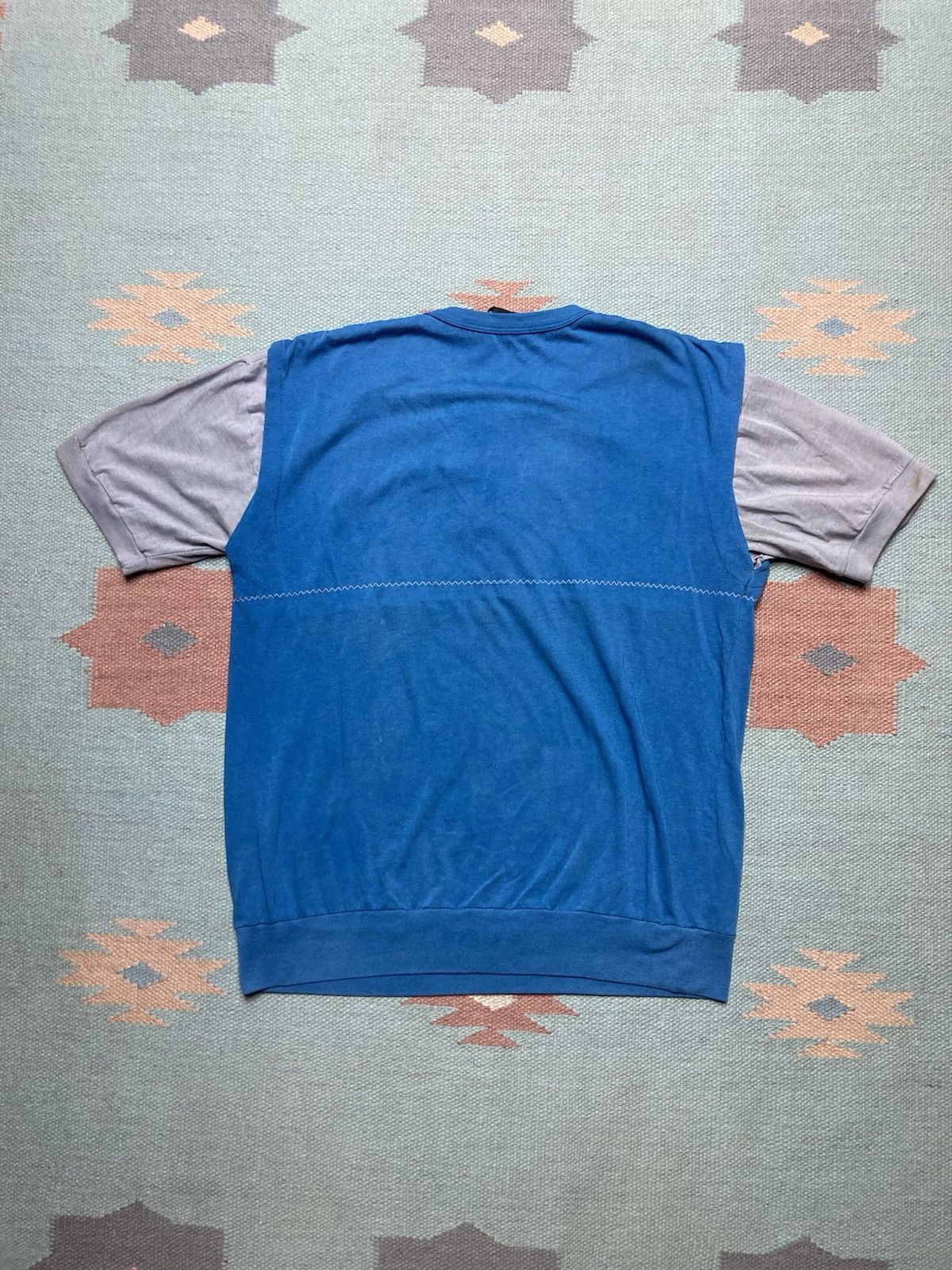 Vintage Vtg 70s t shirt henley soft two tone blue gray large boxy Size US L / EU 52-54 / 3 - 7 Thumbnail