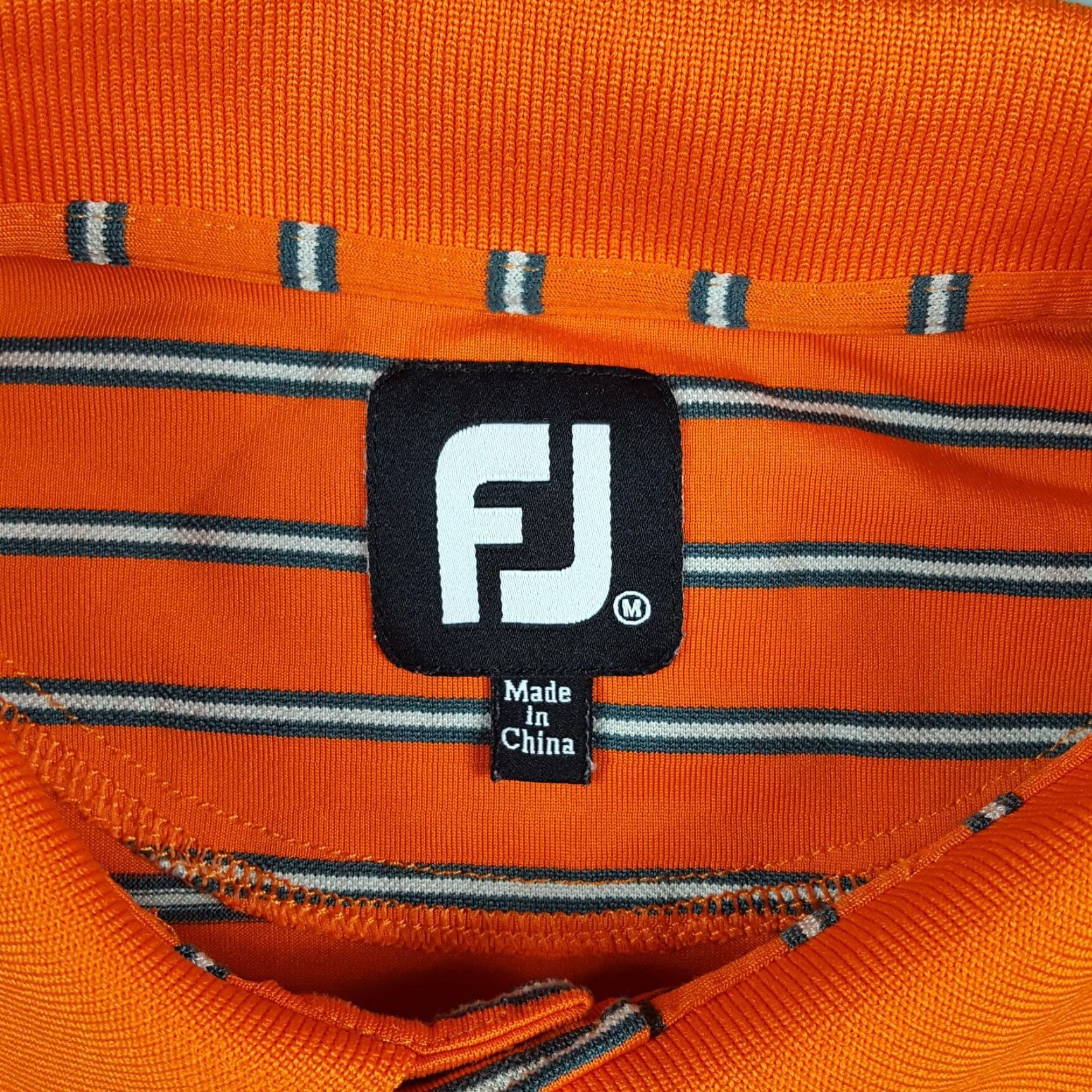 Footjoy VINTAGE FootJoy Polo Shirt Athletic Collar Striped Stretch Polyester size M Orange Men Polo Shirt Size US M / EU 48-50 / 2 - 7 Thumbnail