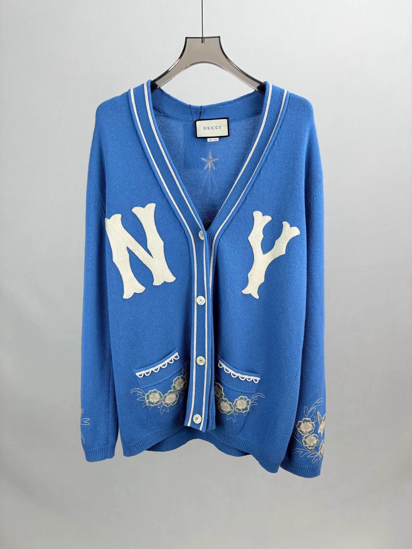 Gucci GUCCI x NY Blue Knit Cardigan Size US XL / EU 56 / 4 - 1 Thumbnail