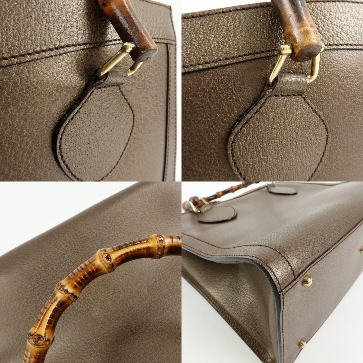 Gucci Gucci Bamboo Calfskin Top Handle Bag Brown Size ONE SIZE - 4 Thumbnail