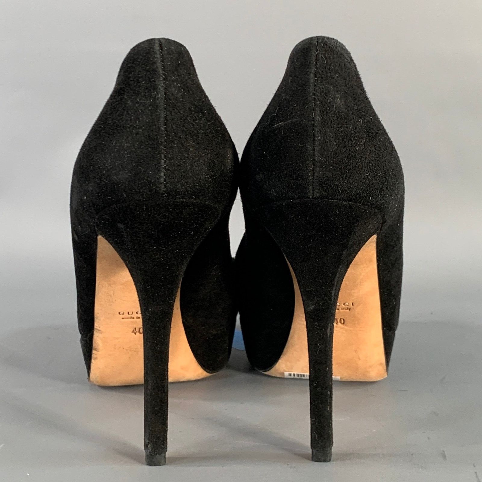 Gucci GUCCI Size 10 Black Suede Stiletto Platform Heels Pumps Size US 10 / IT 40 - 3 Thumbnail