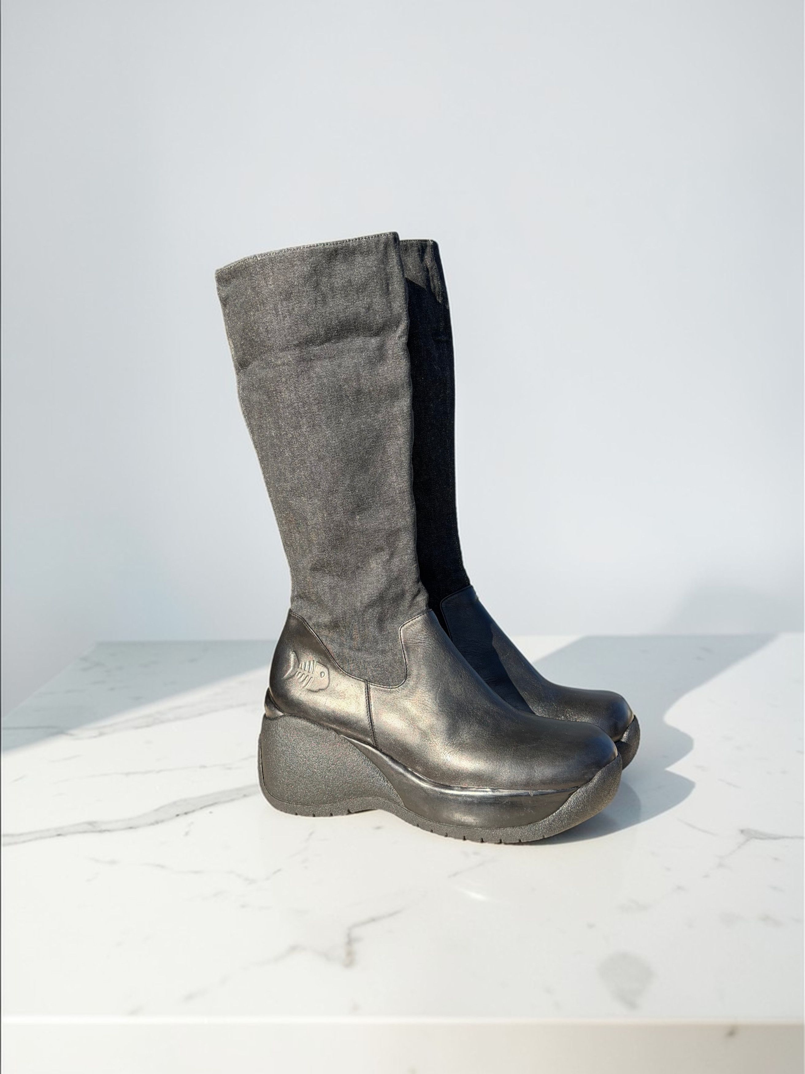 Other Leather Fishbone Boots Original Y2K! chunky boots US 8,5/9 Size US 8.5 / IT 38.5 - 13 Thumbnail