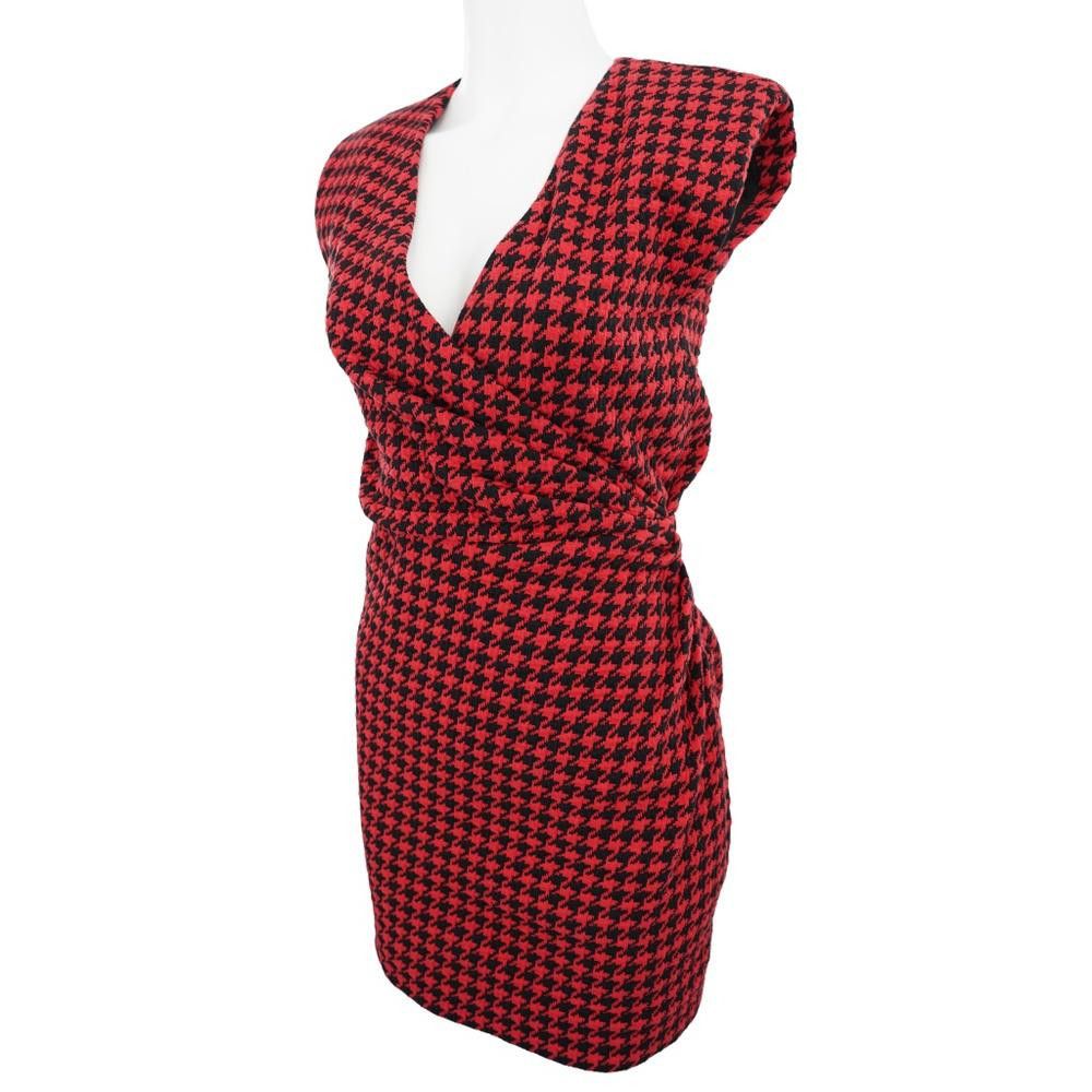Designer Lini Red Houndstooth Mini Dress Size S Size S / US 4 / IT 40 - 2 Thumbnail