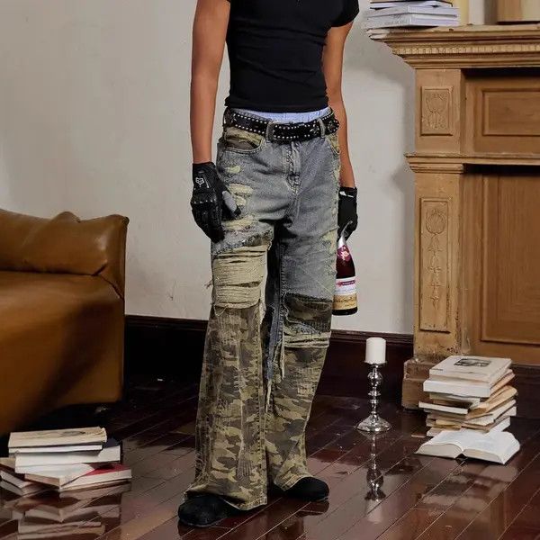Jean Kobashi x Kouda Distressed Patchwork Camo Jeans Size US 32 / EU 48 - 2 Thumbnail