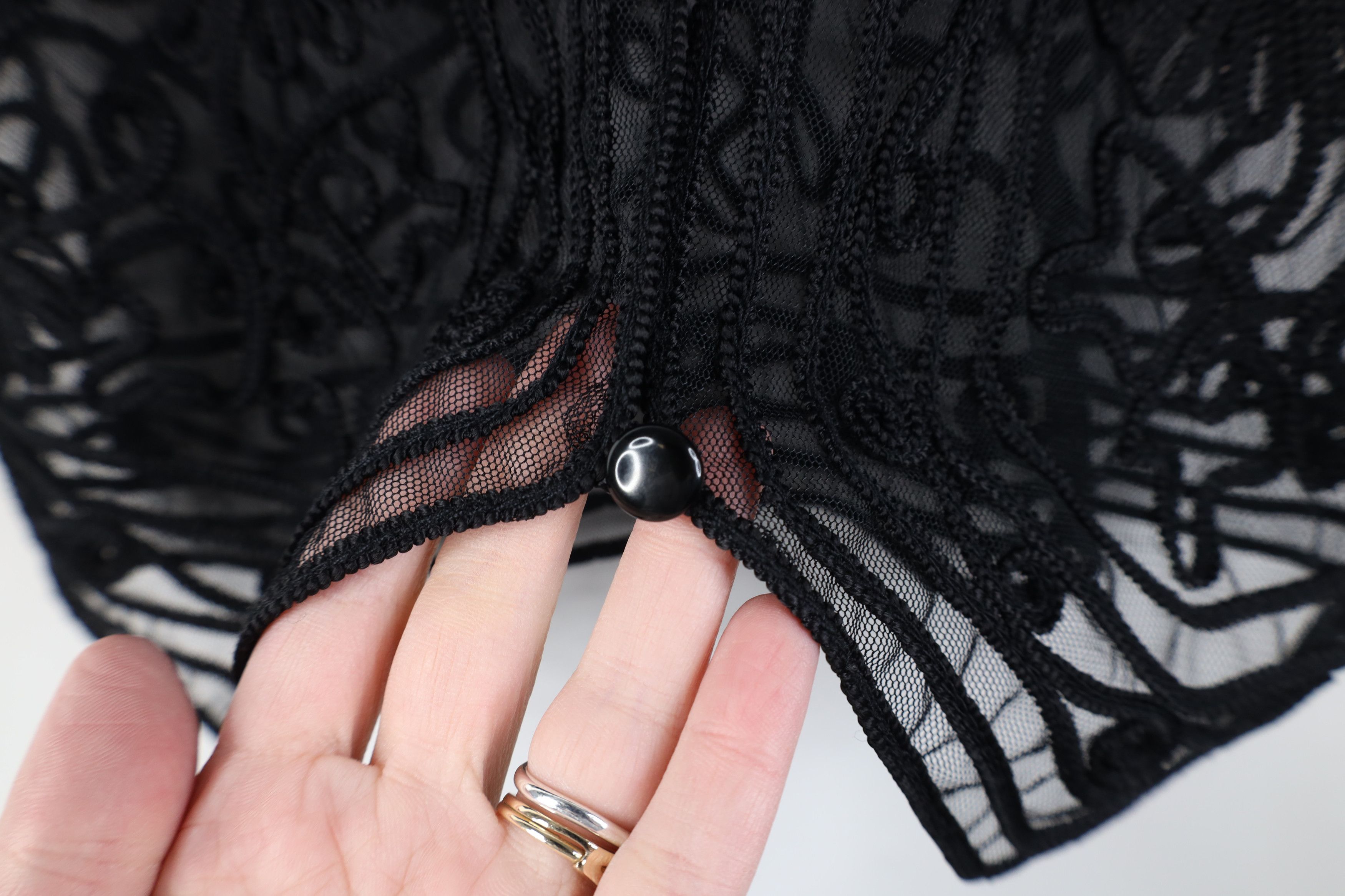 Vintage Vintage 90s Y2K Babydoll Flower Button Cardigan Shirt Black Size S / US 4 / IT 40 - 4 Thumbnail