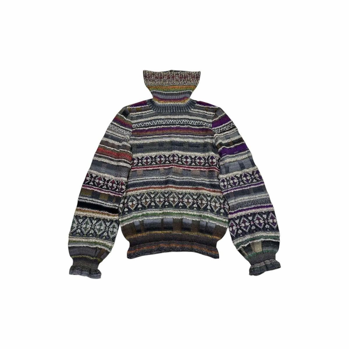 Japanese Brand 🔥Rare Vintage M.&Kyoko Fair Isle Knit Sweater Turtleneck Size US S / EU 44-46 / 1 - 1 Thumbnail