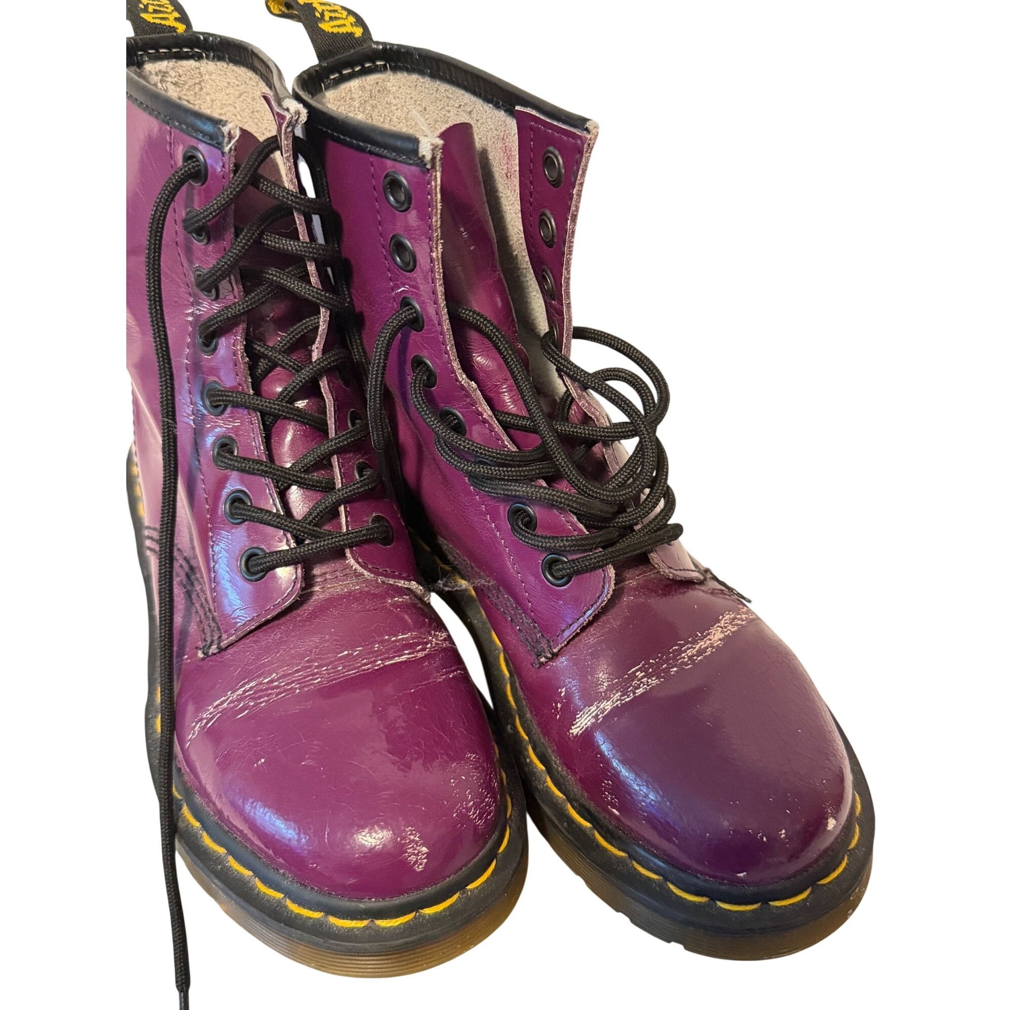 Dr. Martens Dr. Martens Purple Patent Combat Boots Womens Size 5 Lace-Up Size US 5 / IT 35 - 6 Thumbnail