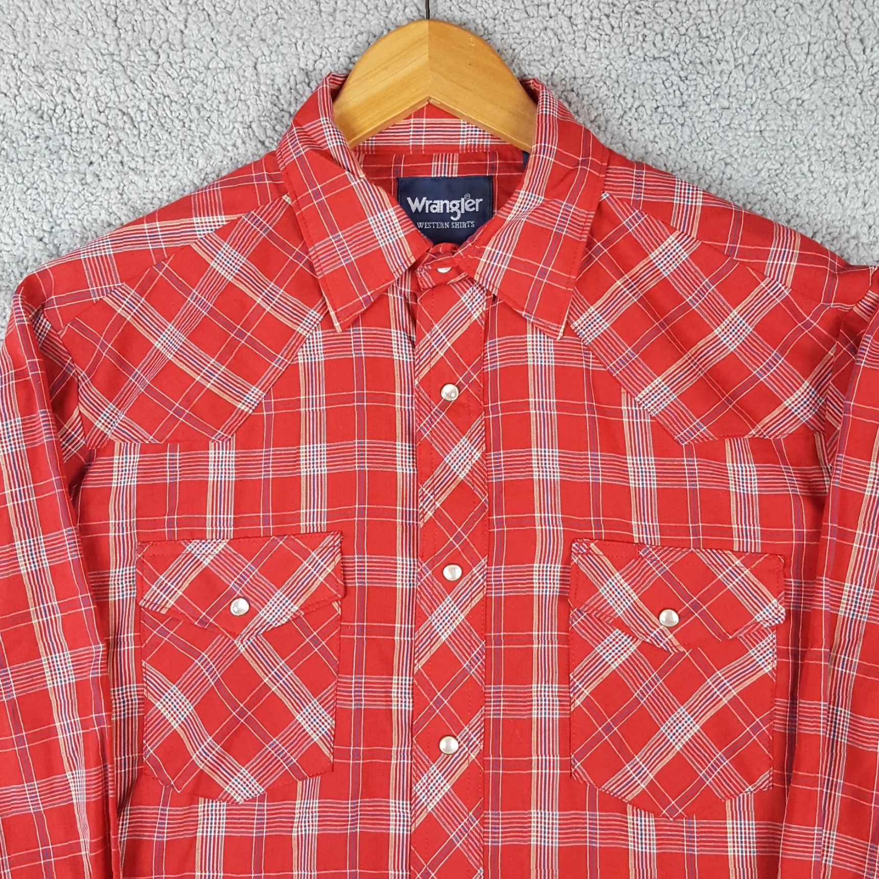 Wrangler VINTAGE Wrangler Shirt Mens M Red Plaid Pearl Snap Button-Up Cowboy Western Workwear Casual 90s Size US M / EU 48-50 / 2 - 2 Thumbnail
