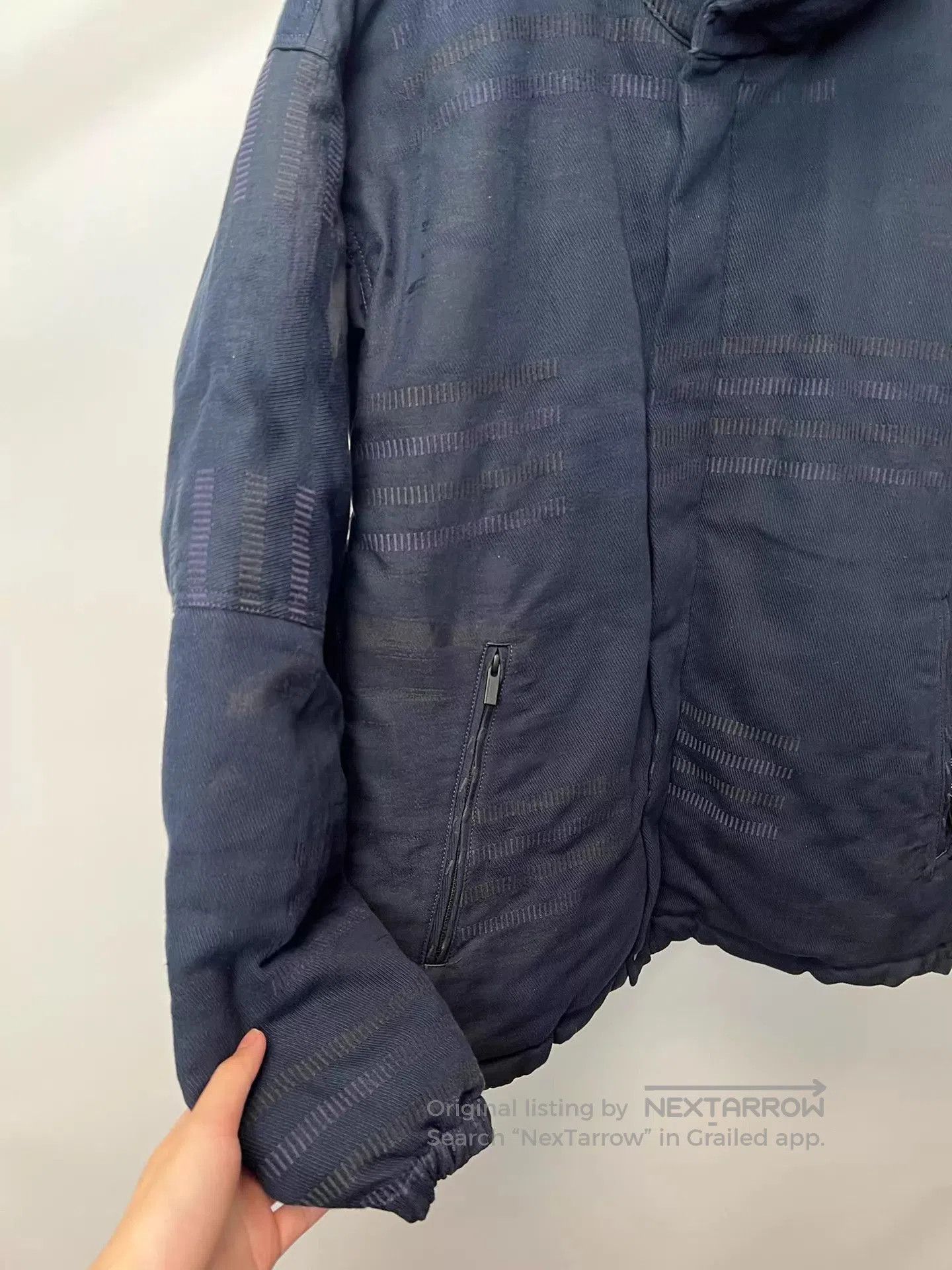 Issey Miyake Black High Collar Striped Light Jacket. Size US XL / EU 56 / 4 - 4 Thumbnail