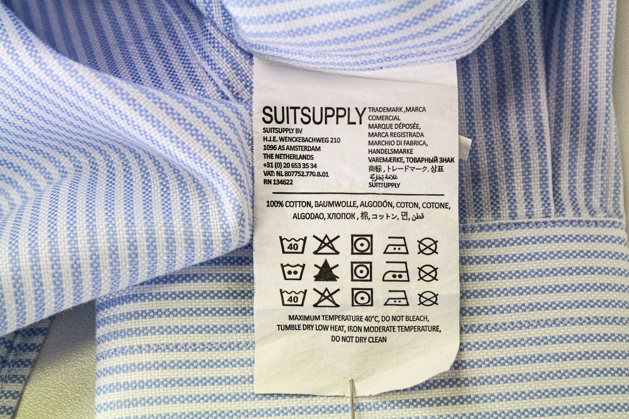 Suitsupply 39/15 1/2 Extra Slim Blue Cotton Cutaway Shirt 76703 Size 40R - 6 Thumbnail
