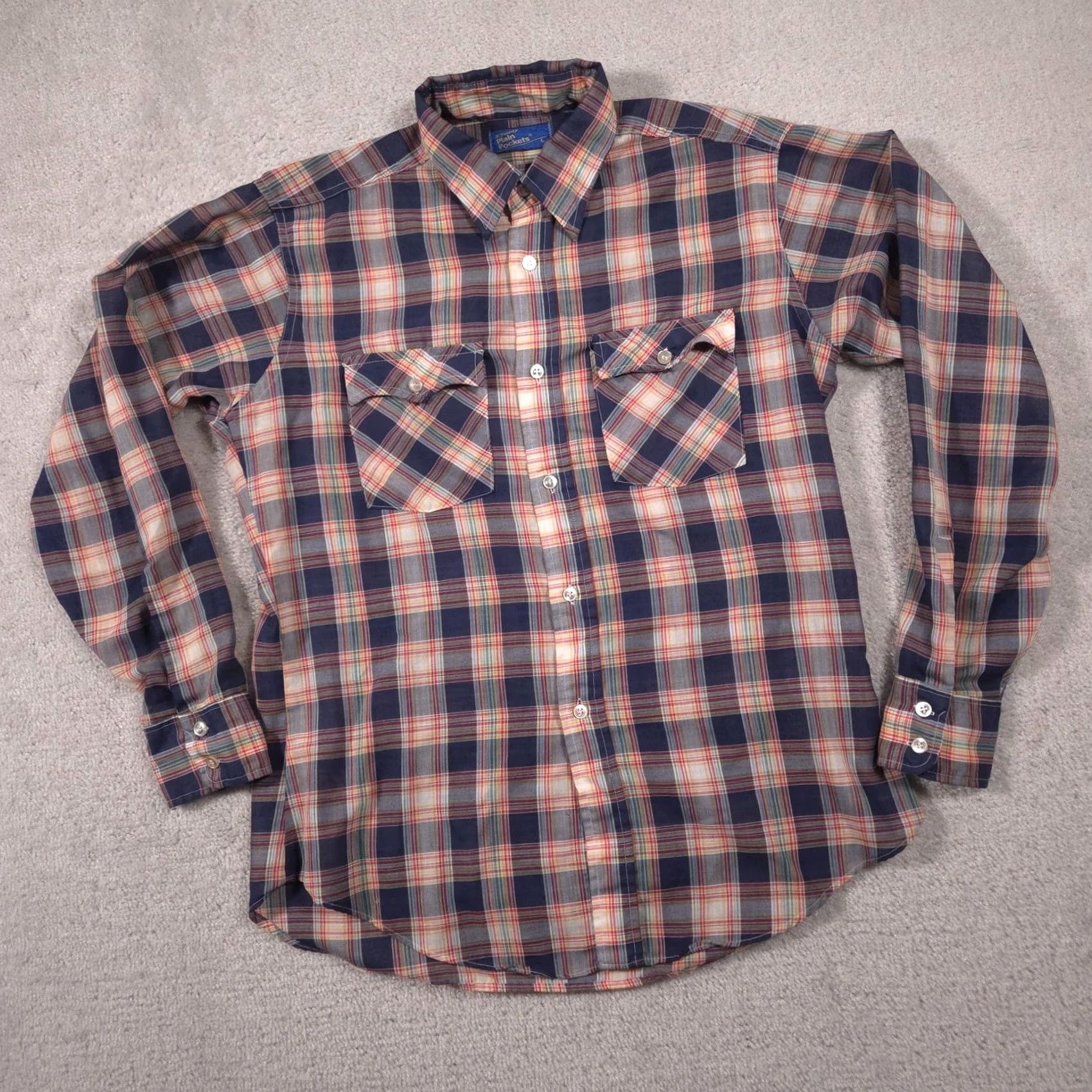 JCPenney Vintage JCPenney Plain Pockets Shirt Mens Large Blue Plaid Button Long Sleeve Size US L / EU 52-54 / 3 - 2 Thumbnail