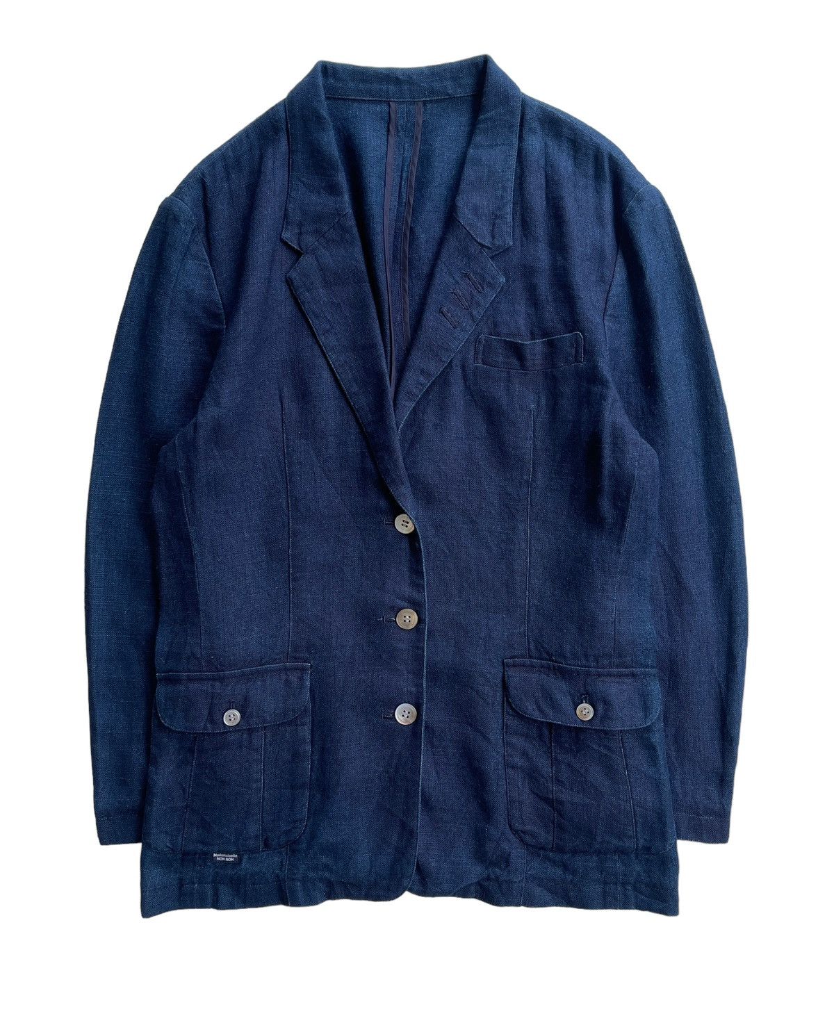 Indigo Modemoiselle Non Non Blue Indigo Linen Jacket Size US M / EU 48-50 / 2 - 1 Thumbnail