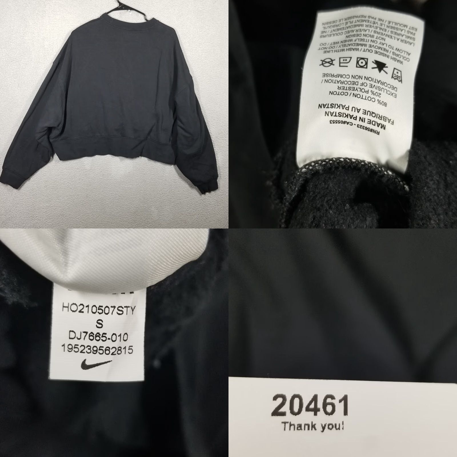 Nike NIKE Women’s Fleece Pullover Crew Sweatshirt Small Black Oversized Activewear Size S / US 4 / IT 40 - 8 Thumbnail