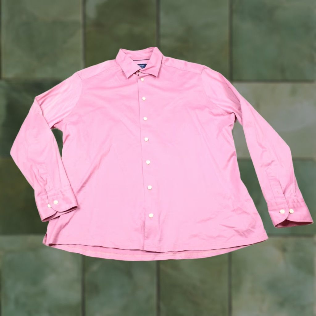 Eton ETON Contemporary Shirt Mens XL Pink Long Sleeve Button-Up Cotton Jersey Size US XL / EU 56 / 4 - 1 Thumbnail