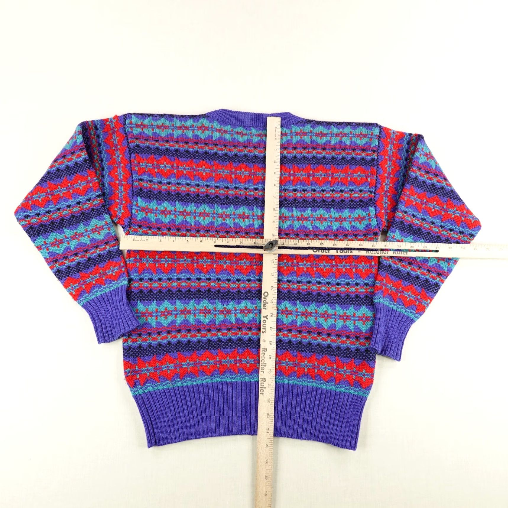 Vintage VINTAGE L.L. Bean Fair Isle Sweater Mens Small Purple Knit Wool 90s Size US S / EU 44-46 / 1 - 4 Thumbnail