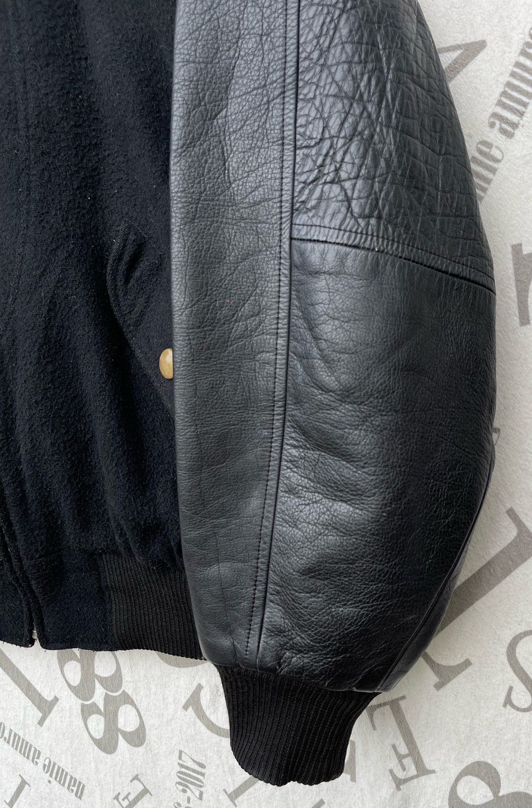 Issey Miyake 🔥Vintage 80's Steam Boat Japan Leather Sleeve Bomber Jacket Size US M / EU 48-50 / 2 - 13 Thumbnail