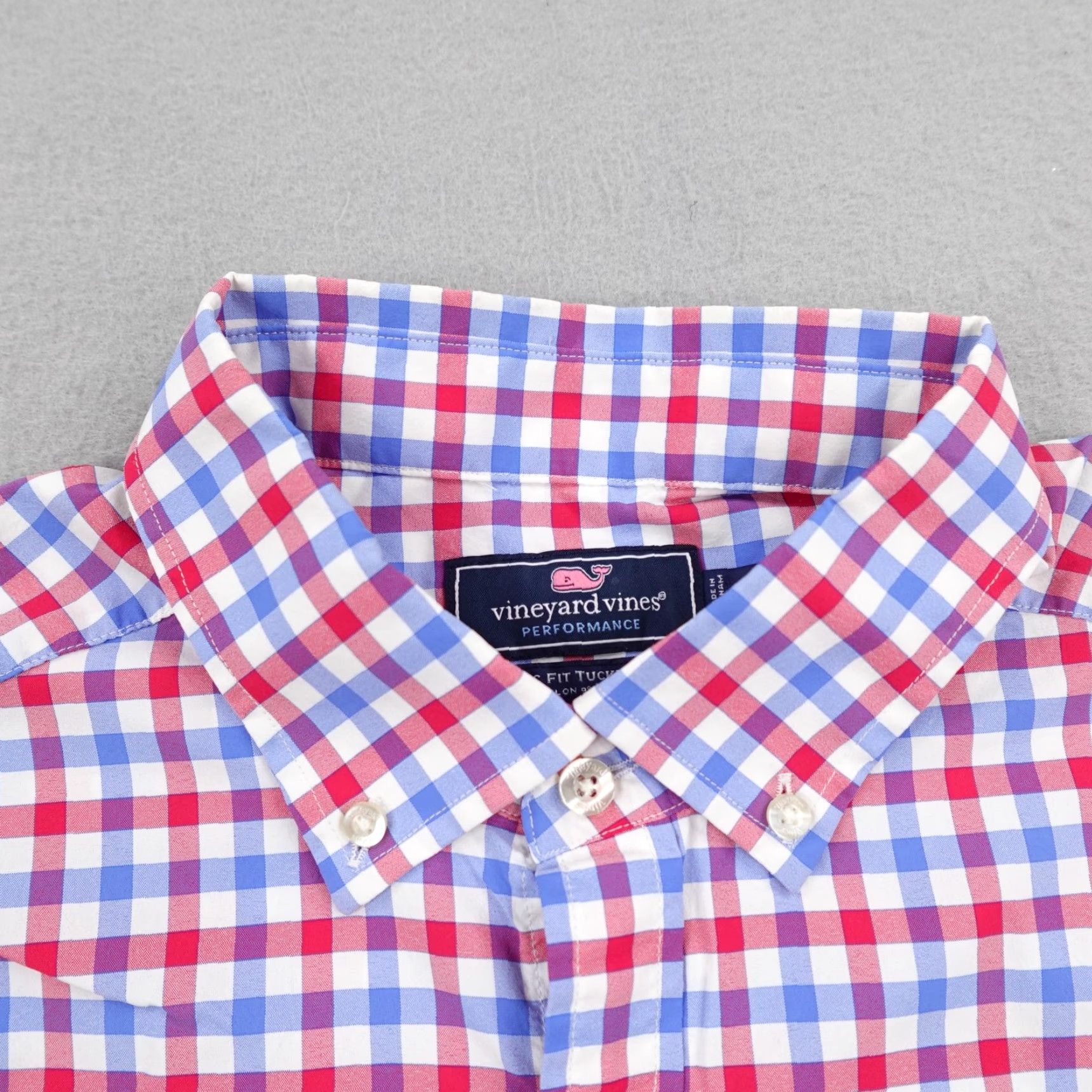 Vineyard Vines Vineyard Vines Shirt Mens Large Red Blue Check Classic Fit Performance Tucker Shirt Size US L / EU 52-54 / 3 - 2 Thumbnail