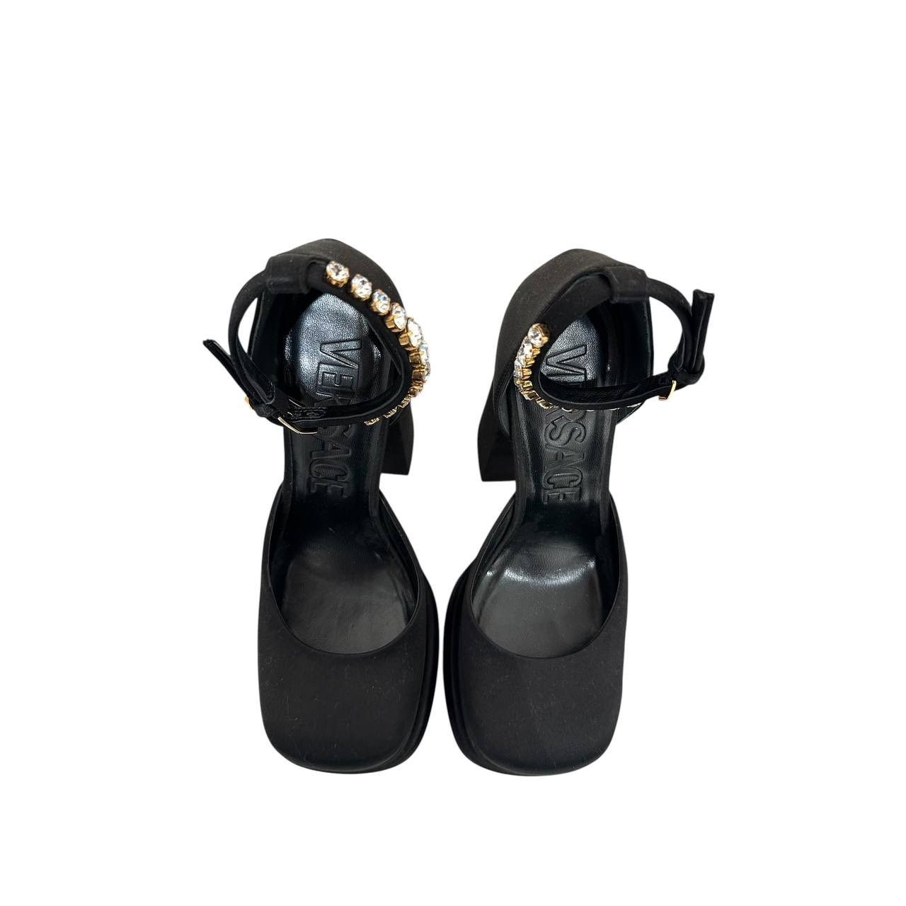 Versace Versace La Medusa Crystal Satin Block Heel Pumps Sz 38 Size US 8 / IT 38 - 5 Thumbnail