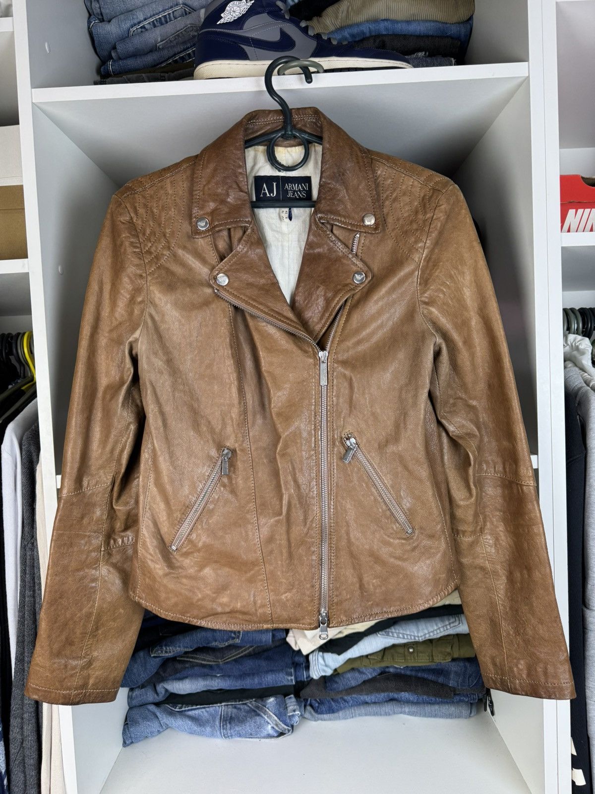 Armani Armani Jeans Women’s Leather Motorcycle Jacket Size M / US 6-8 / IT 42-44 - 1 Thumbnail