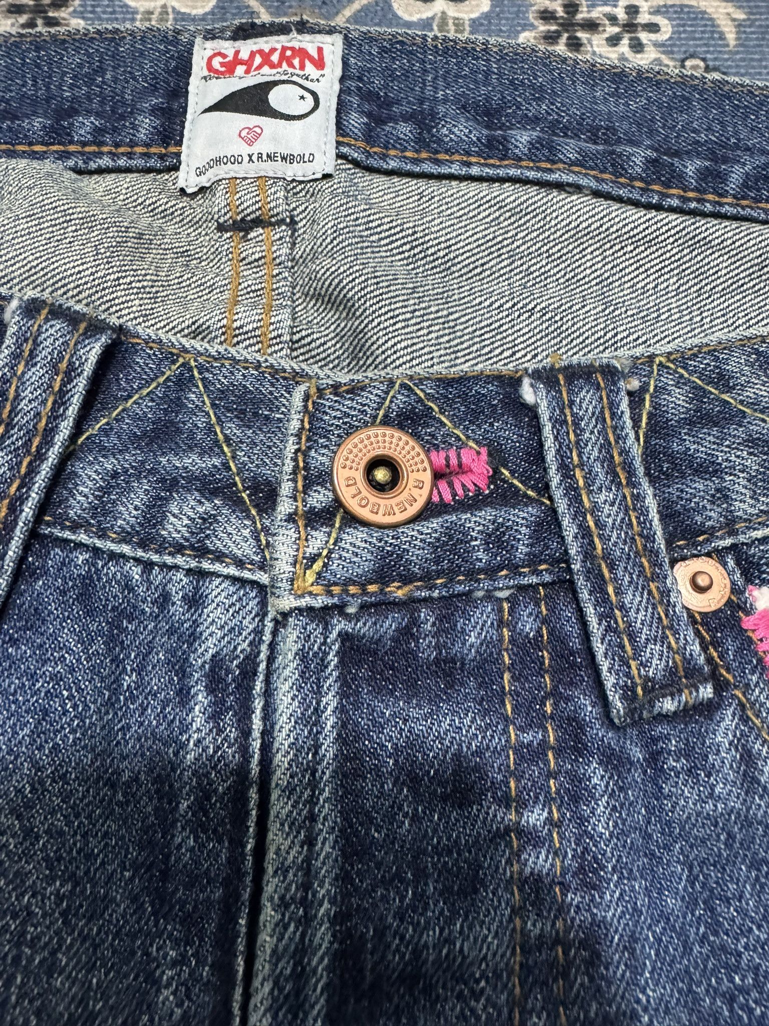 Goodhood × Japanese Brand × R.Newbold Japanese Brand Goodhood x R.Newbold Selvadge Painted Jeans Size US 31 - 7 Thumbnail