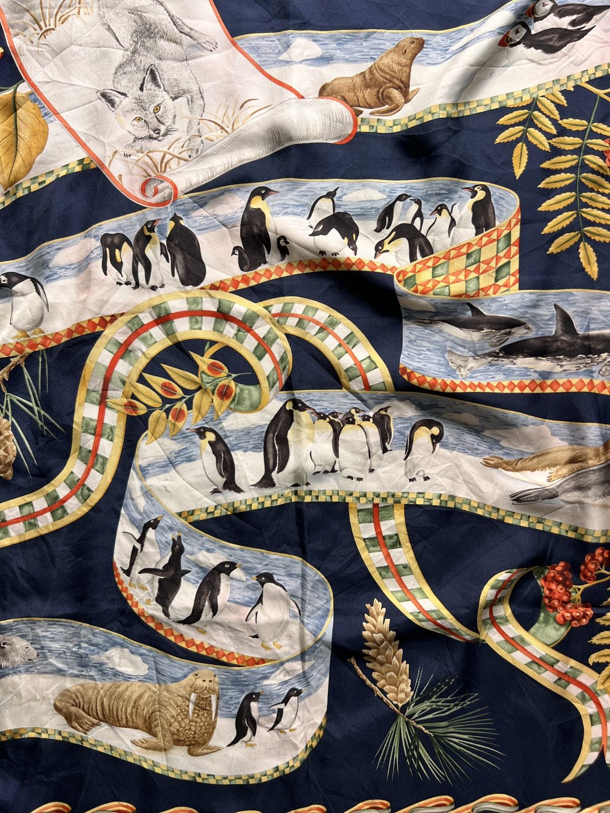Salvatore Ferragamo Salvatore Ferragamo Arctic Animal Printed Silk Scarve Size ONE SIZE - 3 Thumbnail