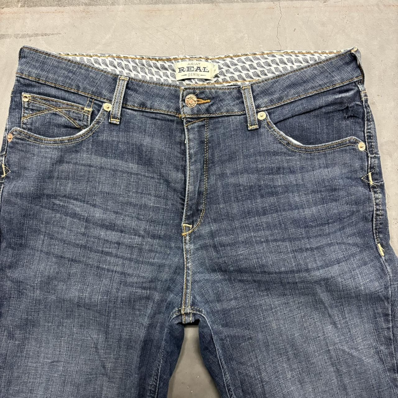 Ariat Crazy Vintage Y2K/2000s Baggy Flare Ariat Dark Wash Denim Jeans! Size US 34 / EU 50 - 4 Thumbnail