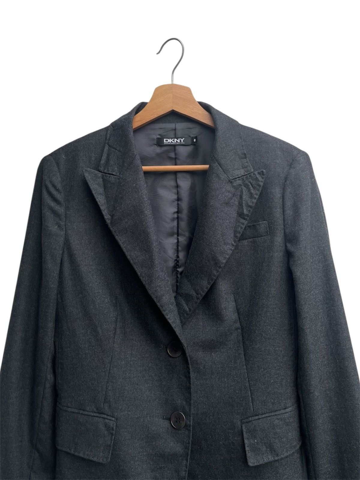 DKNY Dark Grey DKNY Notched Lapel Cashmere Wool Tailored Jacket Size M / US 6-8 / IT 42-44 - 5 Thumbnail