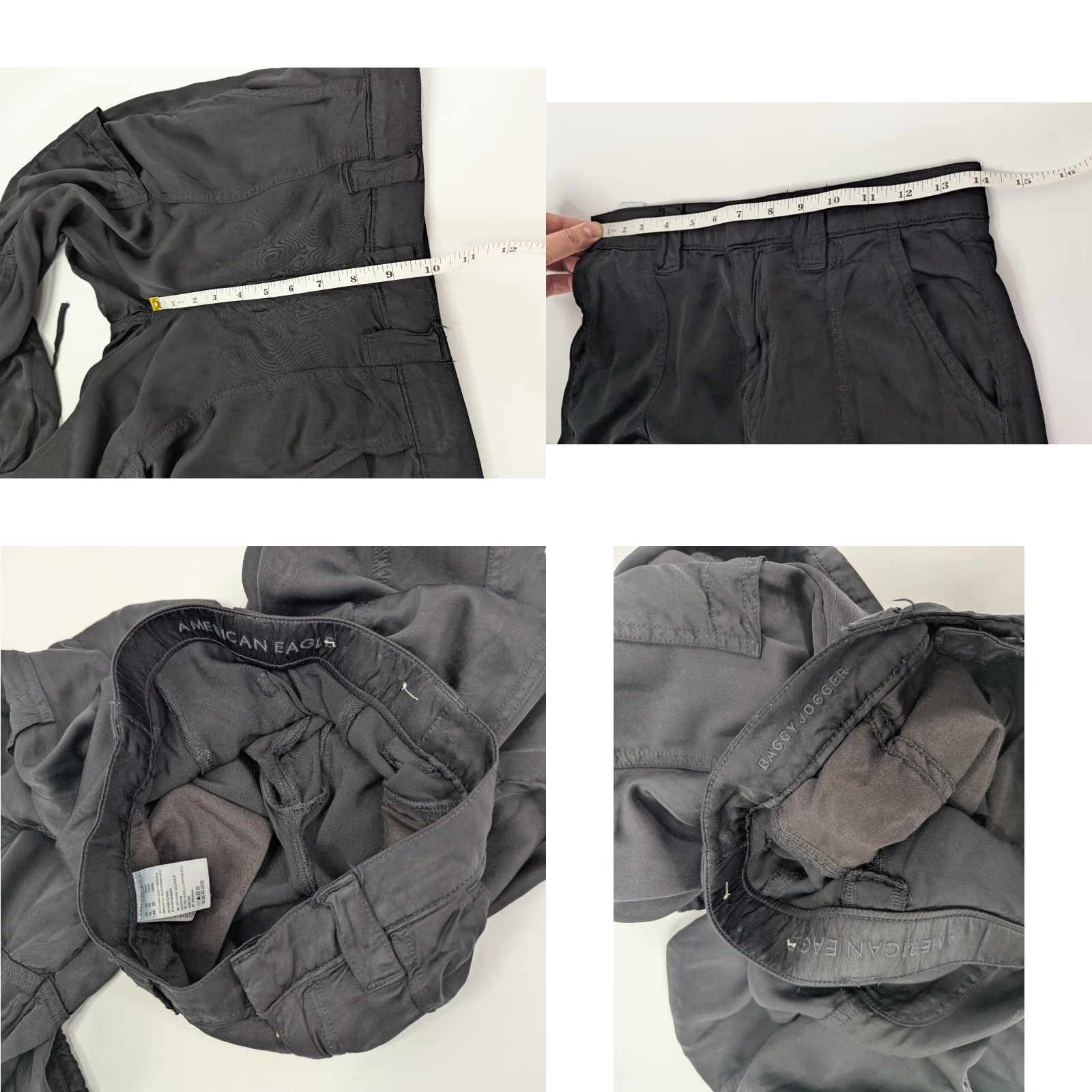 American Eagle Outfitters American Eagle Baggy Cargo Jogger Pants Short 00 Black Womens Size 24" / US 00 / IT 34 - 8 Thumbnail