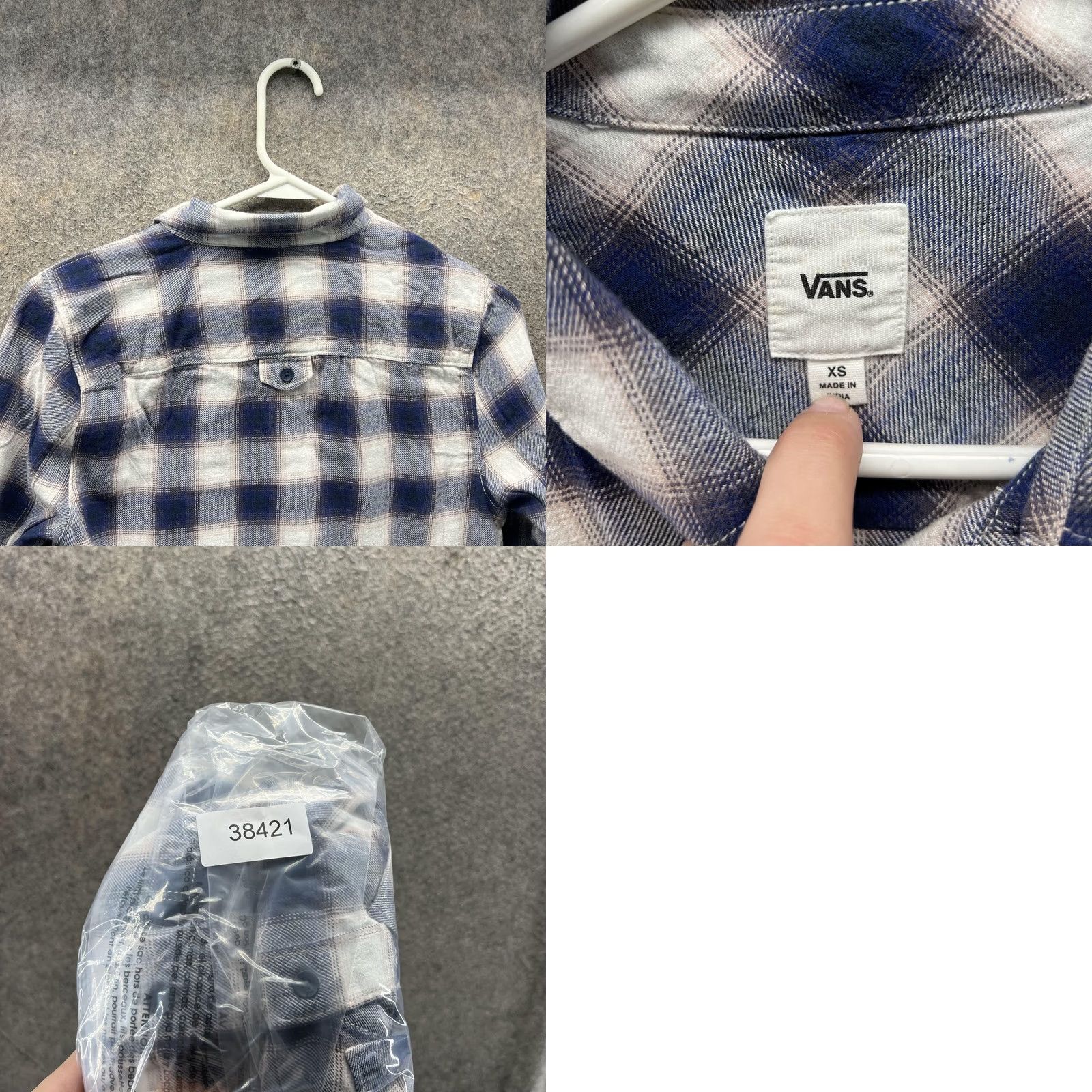 Vans VANS Shirt Womens XS Blue White Plaid Flannel Button-Down Long Sleeve Casual Size XS / US 0-2 / IT 36-38 - 8 Thumbnail