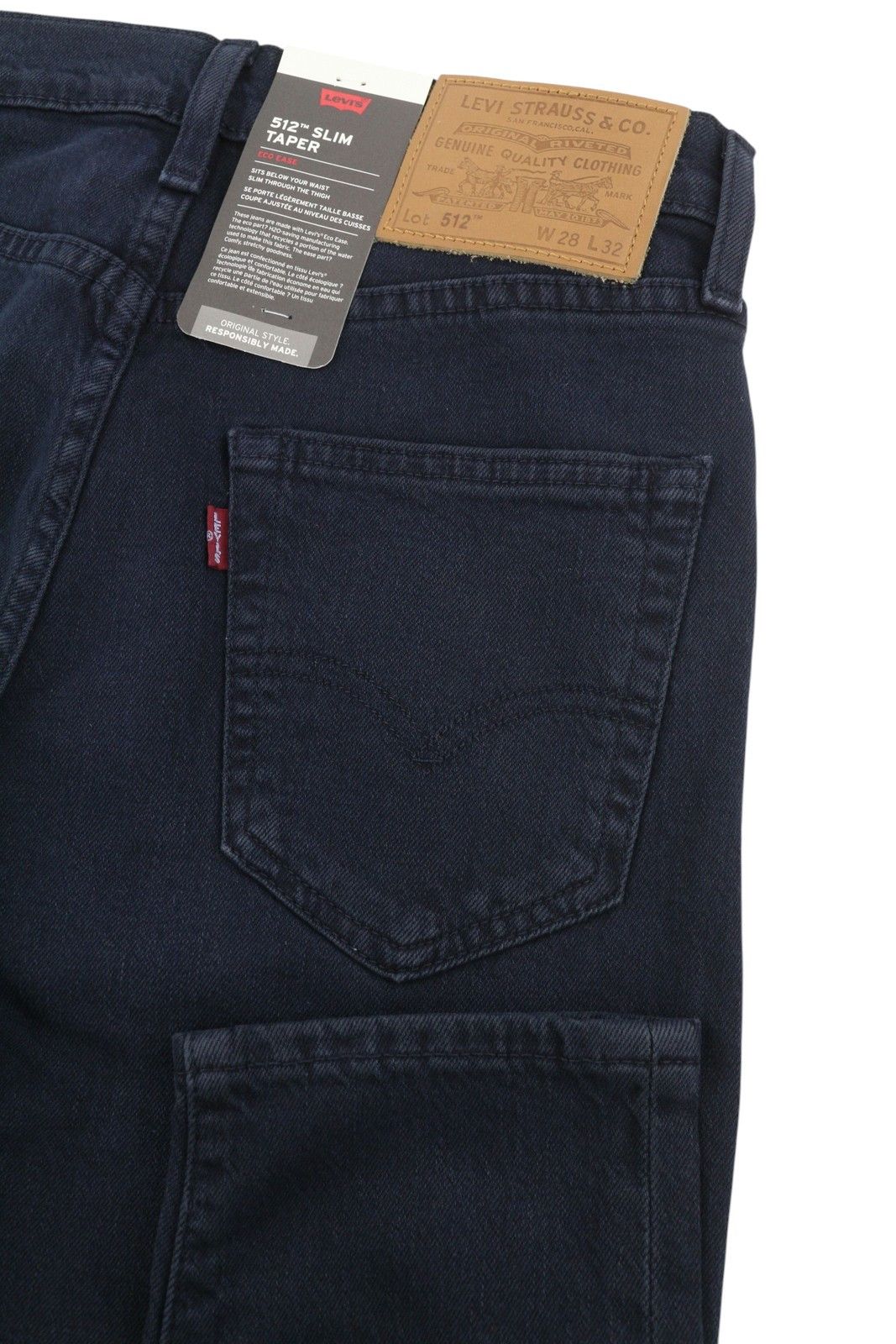 Levi's 512 W28/L32 Dark Blue Slim Taper Big E Zip Jeans 87076 Size US 28 / EU 44 - 6 Thumbnail