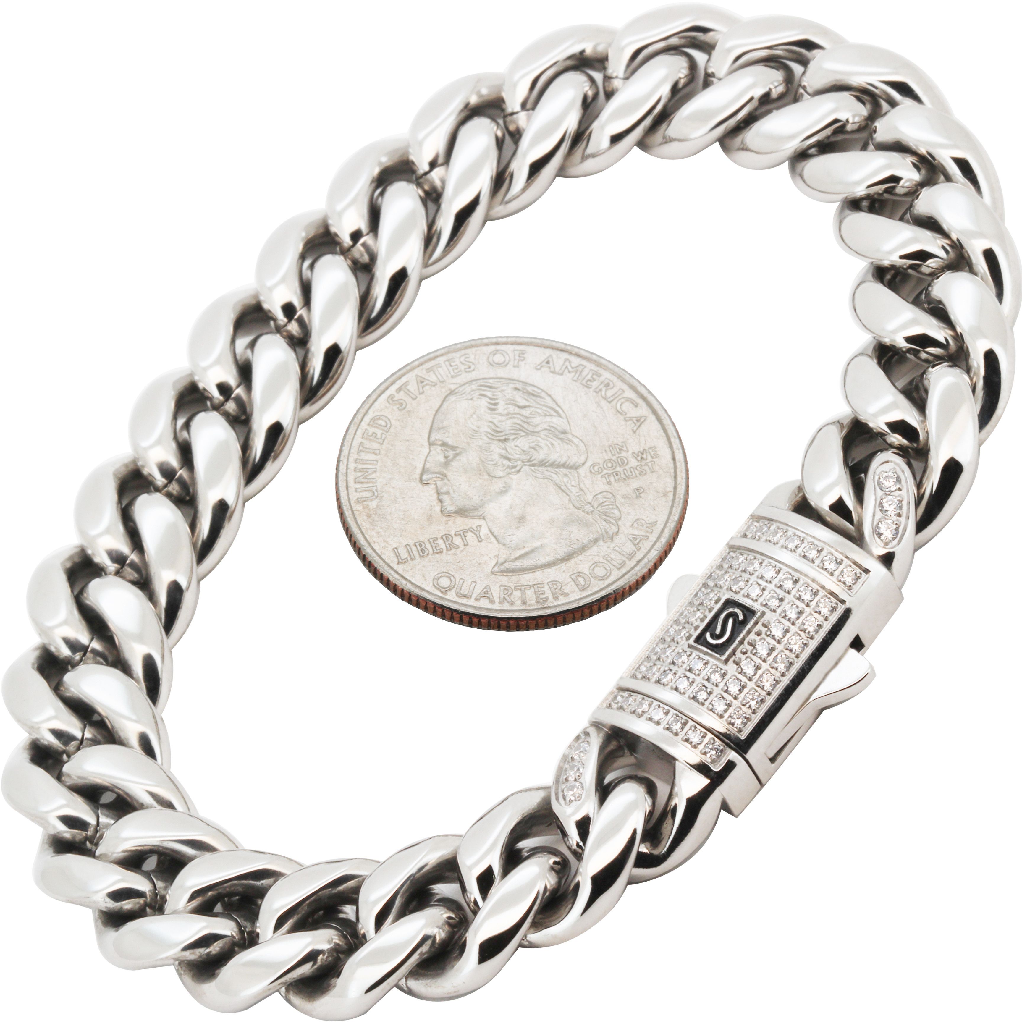 Other 316L SS AAA CZ 12mm Miami Cuban Link Bracelet 8” Size ONE SIZE - 1 Thumbnail