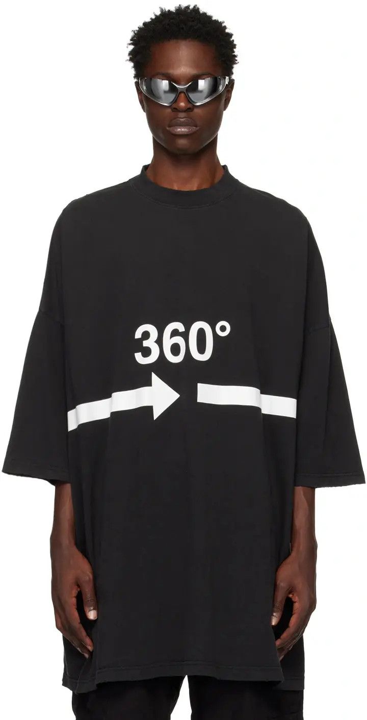 Balenciaga o1mt1gz0824 360 Tubular Oversized T-Shirt in Black/White Size US L / EU 52-54 / 3 - 3 Thumbnail