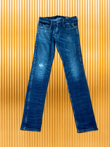 Replay × Vintage Replay Anbass Slim Fit Mid Wash Jeans Blue Size US 33 - 1 Thumbnail