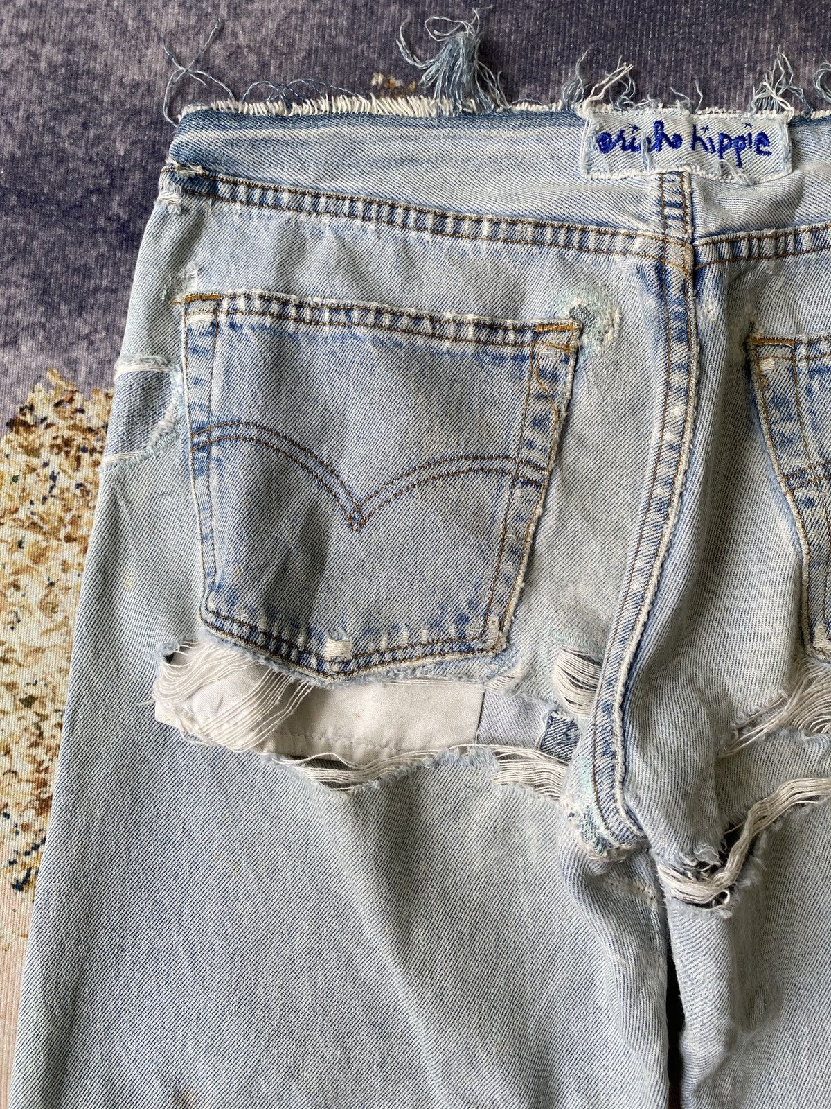 Japanese Brand 1990s - Ericho Hippie Deconstruced Distressed Design Denim Size US 32 / EU 48 - 19 Thumbnail
