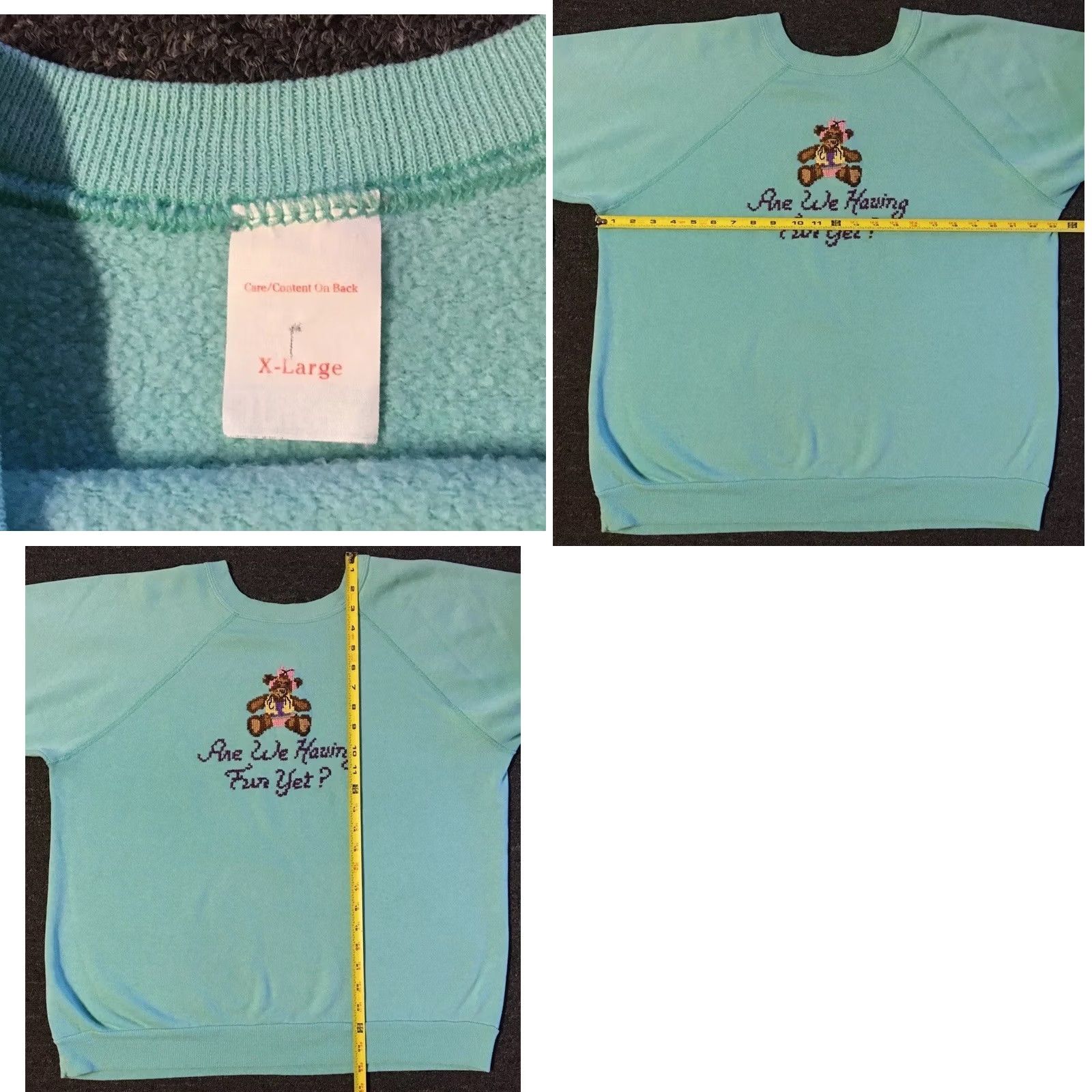 Vintage VINTAGE Are We Having Fun Yet? Faded Teddy Bear Sweatshirt M Green Hooded Pullover Mens Joke 90s 80s Vintage 70s Casual Sweatshirt Size US M / EU 48-50 / 2 - 9 Thumbnail