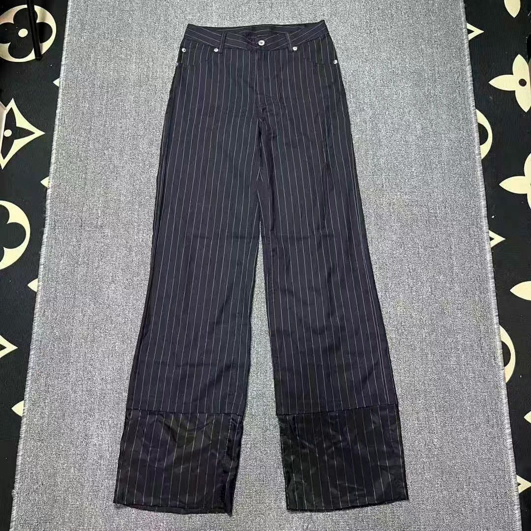 Maison Margiela Maison Margiela Black Striped Straight Leg Curved Trousers Size 38" / US 16 / IT 52 - 1 Thumbnail