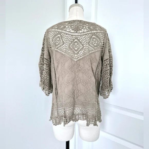 Other Democracy Embroidered Crochet Short Sleeve Top NWOT Size S / US 4 / IT 40 - 4 Thumbnail