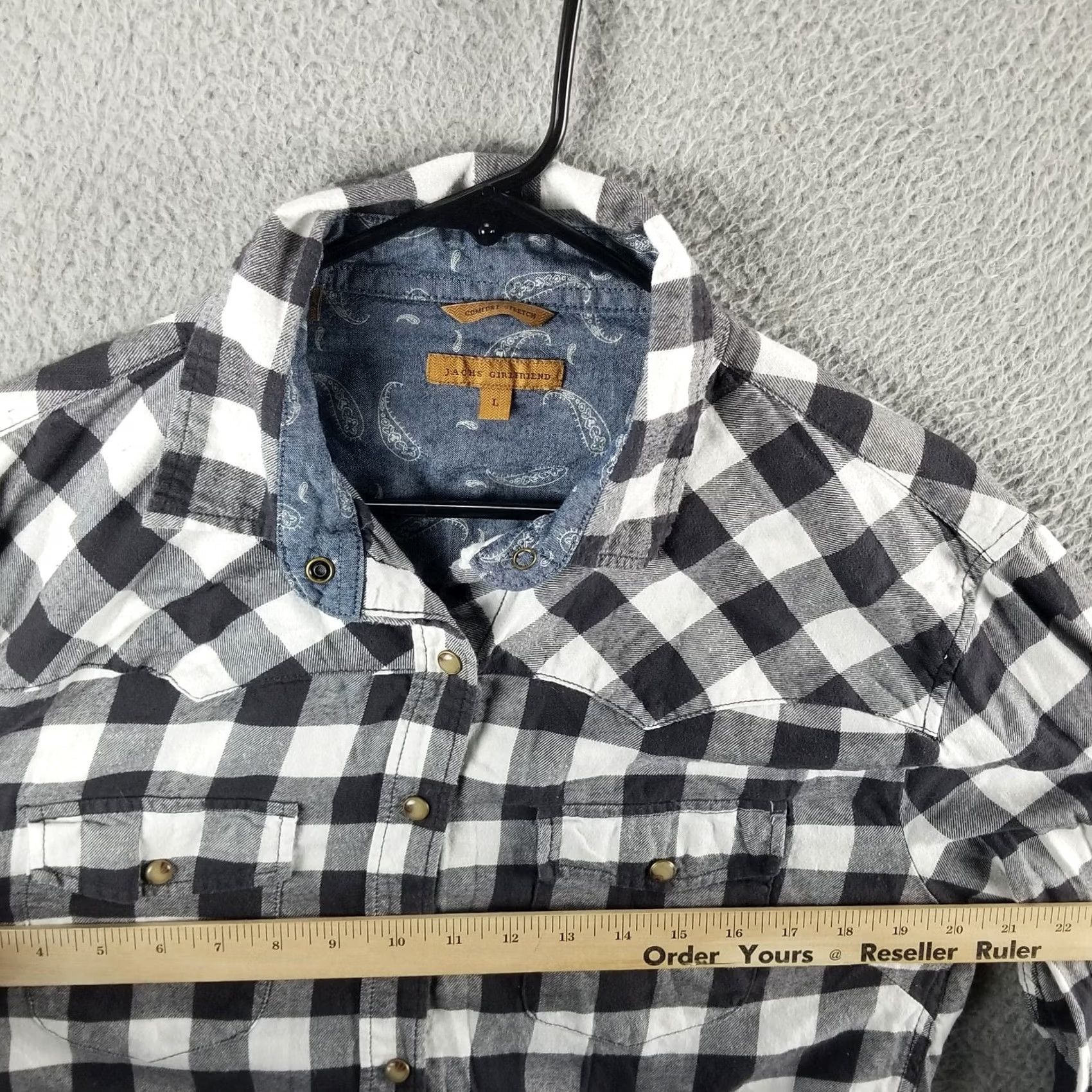 Vintage Jachs Girlfriend Flannel Shirt Women L Plaid Pearl Snap Stretch Casual Button-Up Size L / US 10 / IT 46 - 6 Thumbnail