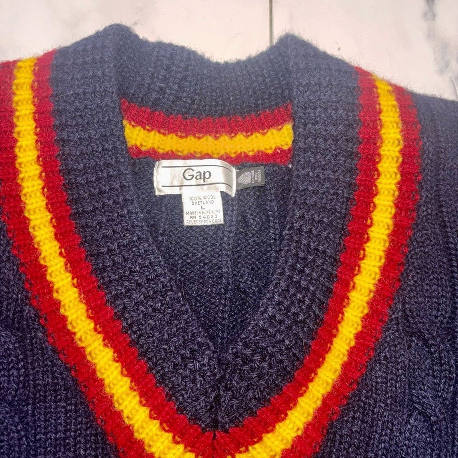 Gap Deadstock 1990s GAP Cable Knit Cricket Sweater Sz L Size XL / US 12-14 / IT 48-50 - 6 Thumbnail