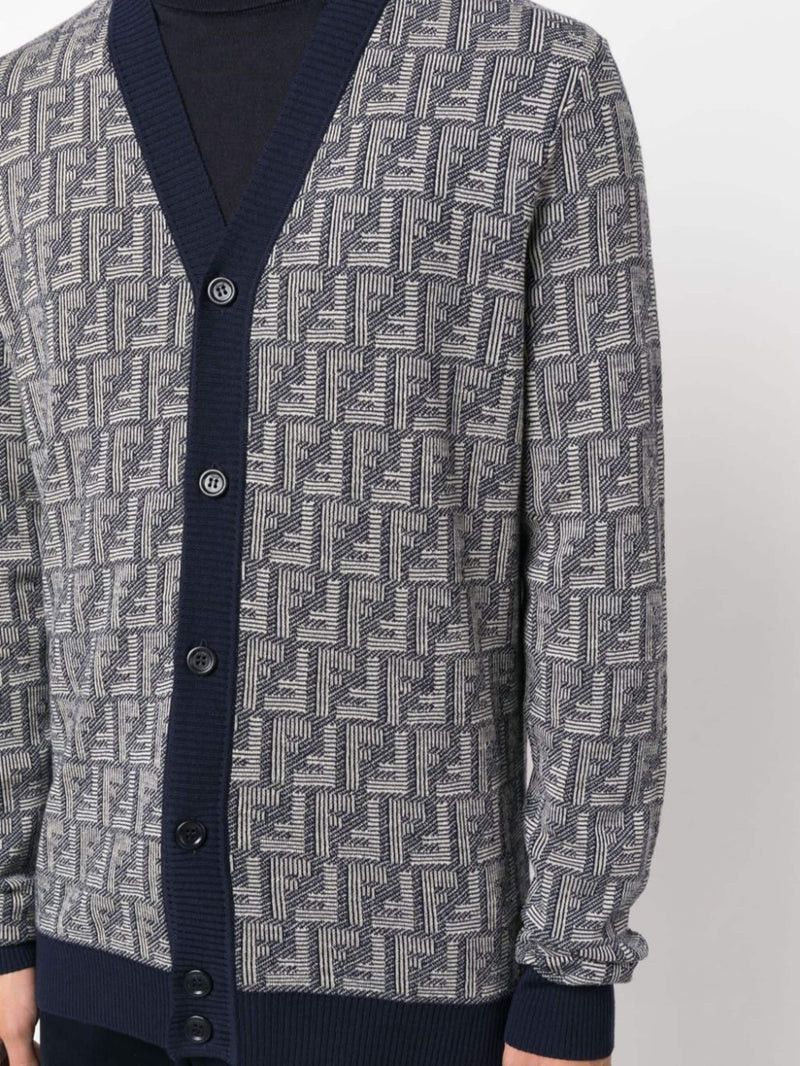 Fendi o1s1wg111224 FF-Monogram Wool Cardigan in Blue & Grey Size US S / EU 44-46 / 1 - 3 Thumbnail