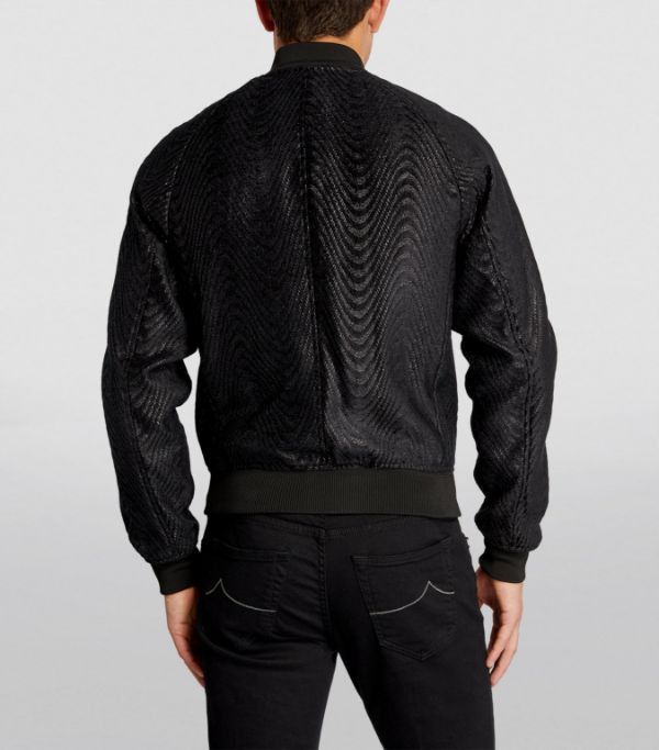 Tom Ford o1w1db10824 Lurex Wave Bomber Jacket in Black Size US XL / EU 56 / 4 - 5 Thumbnail