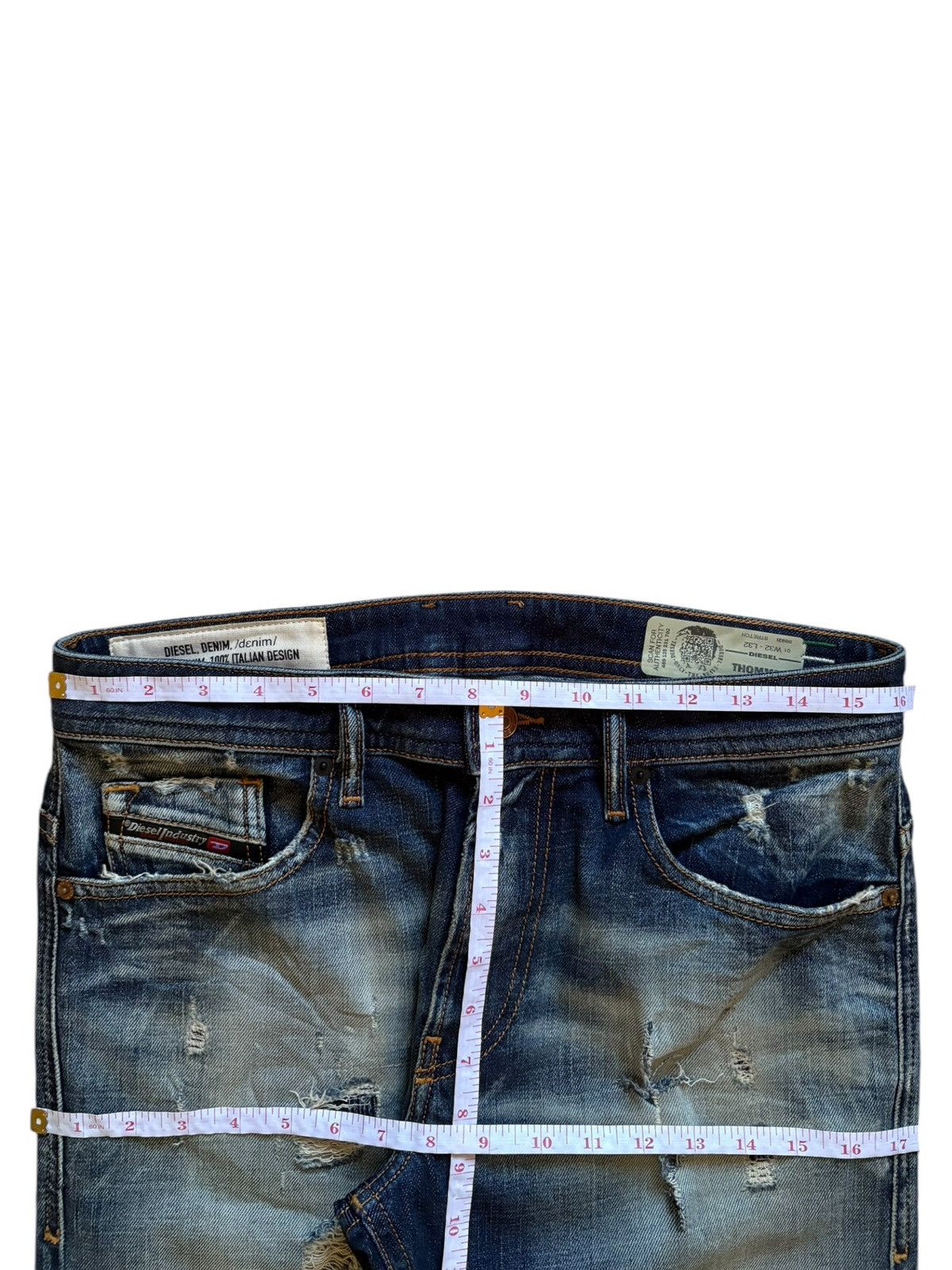 Diesel × Diesel Black Gold Vintage Italy Diesel Thommer Faded Rusty Wash Distress Jeans Size US 32 / EU 48 - 16 Thumbnail