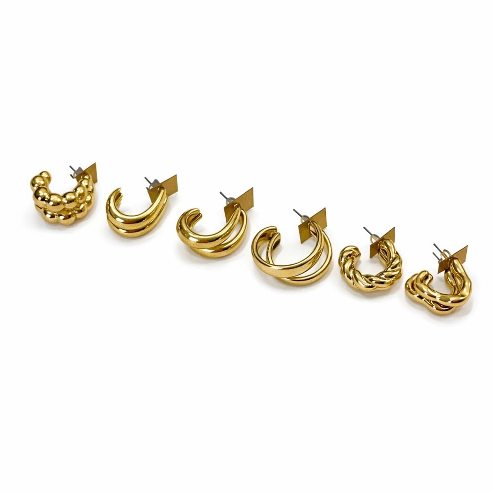 Other Chic Gold-Tone Textured Fashion Hoop Earrings Set of 6 Size ONE SIZE - 1 Thumbnail