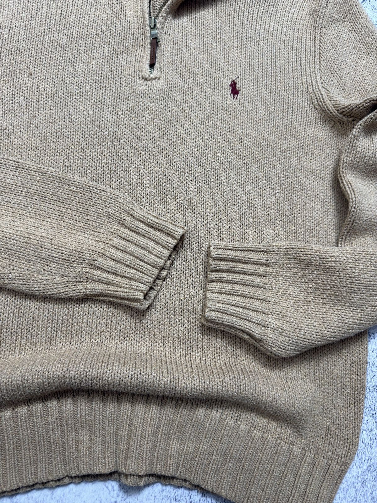 Polo Ralph Lauren Vintage Polo Ralph Lauren 1/4 Zip Cotton Knit Sweater Beige Size US M / EU 48-50 / 2 - 10 Thumbnail