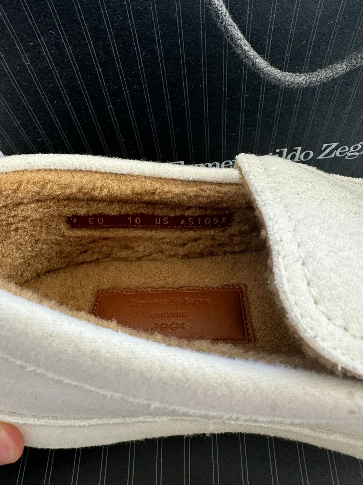Ermenegildo Zegna Zegna Off White Wool Slip On Sneaker Size US 10 / EU 43 - 4 Thumbnail
