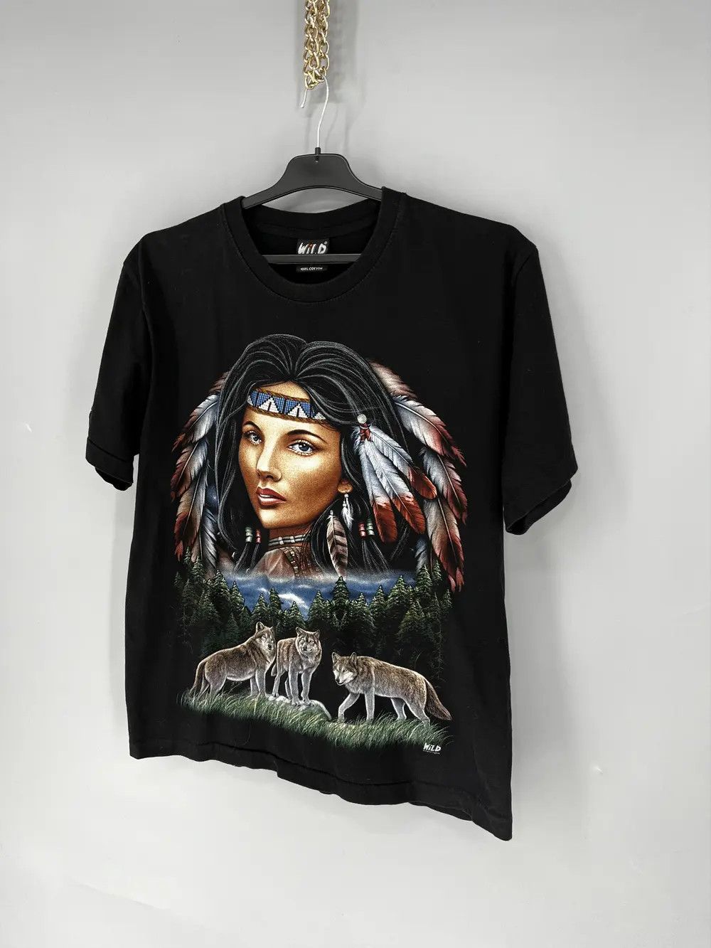 Band Tees × Vintage Donna Maglia RAGAZZA INDIANA NATIVI USA viaggio America moto Size US L / EU 52-54 / 3 - 3 Thumbnail