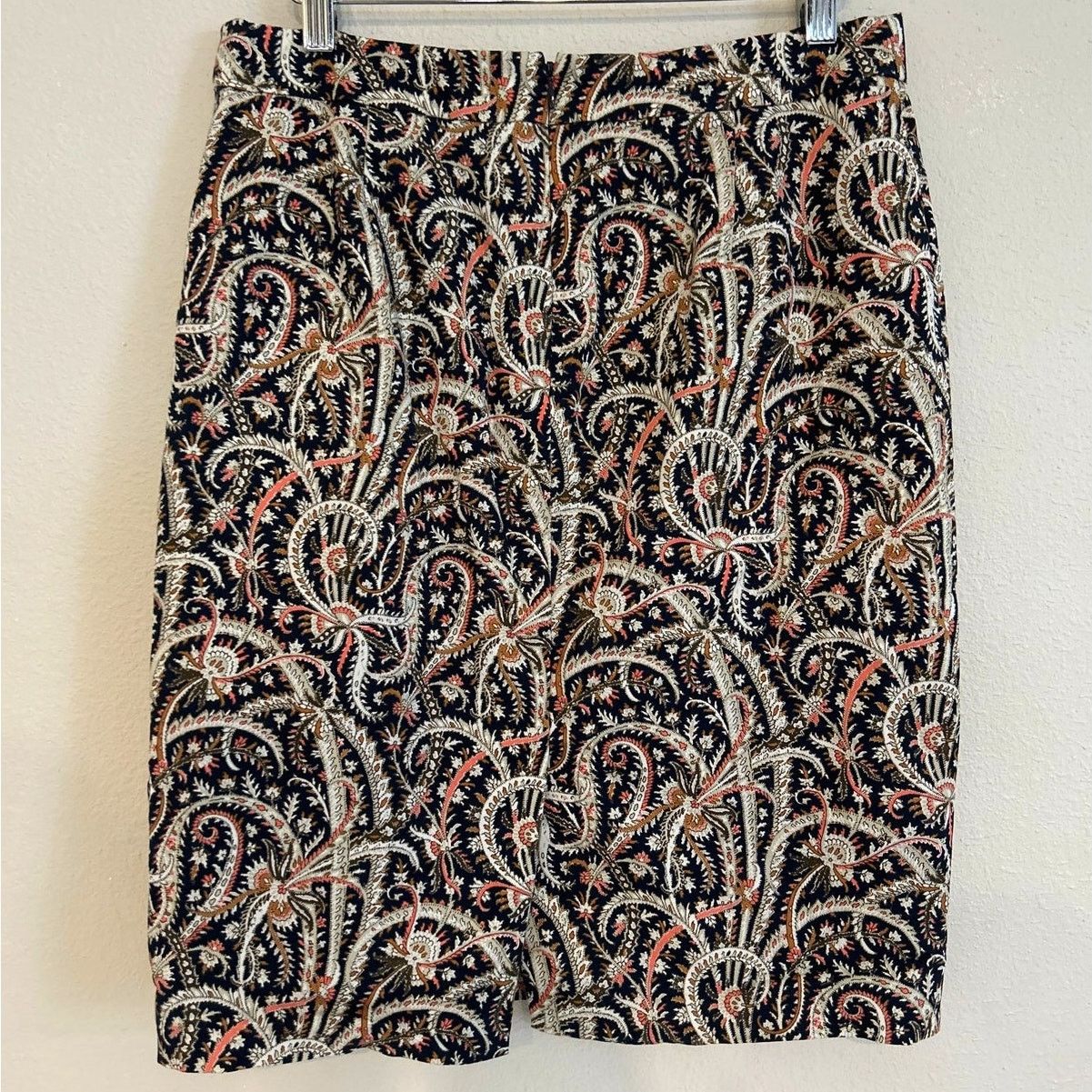 J.Crew J. CREW No 2 Pencil Skirt in Feather Paisley Navy Blue 6 Size 28" / US 6 / IT 42 - 6 Thumbnail