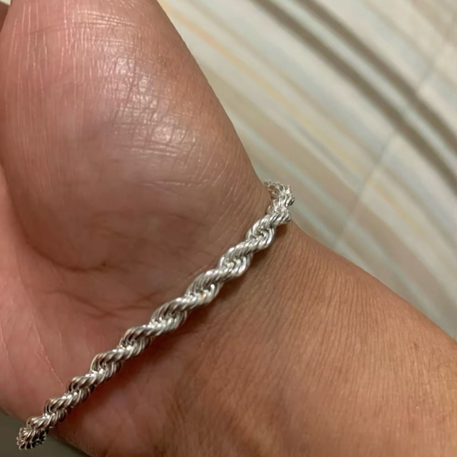 Other Sterling Silver Twisted Chain Bracelet For Women Man Men 8” Size ONE SIZE - 2 Thumbnail